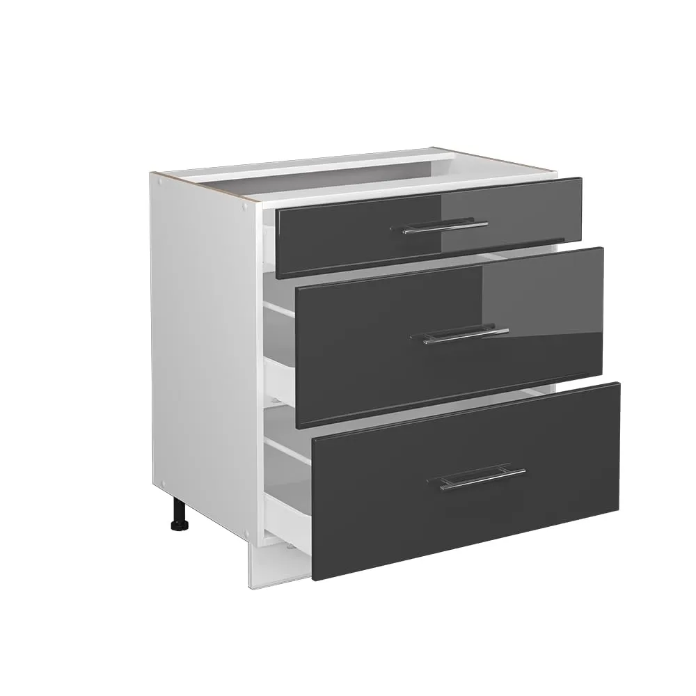 Vicco Fame-Line Mobiletto Base per Cucina, Antracite Lucido, 80 cm - immagine 5