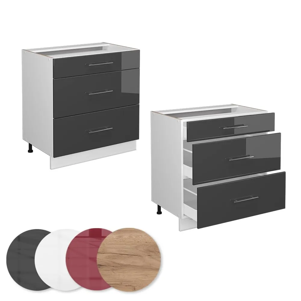 Vicco Fame-Line Mobiletto Base per Cucina, Antracite Lucido, 80 cm - immagine 6