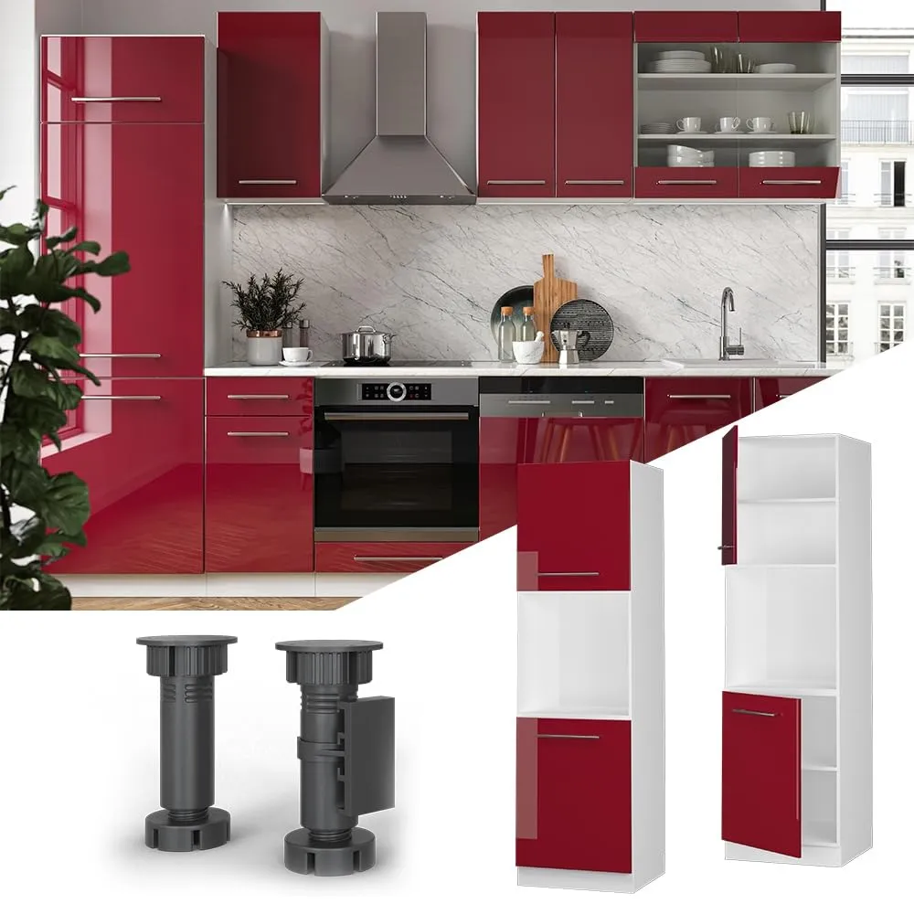 Vicco Mobile per forno da incasso Fame-Line, Bordeaux lucido, 60 cm - immagine 4