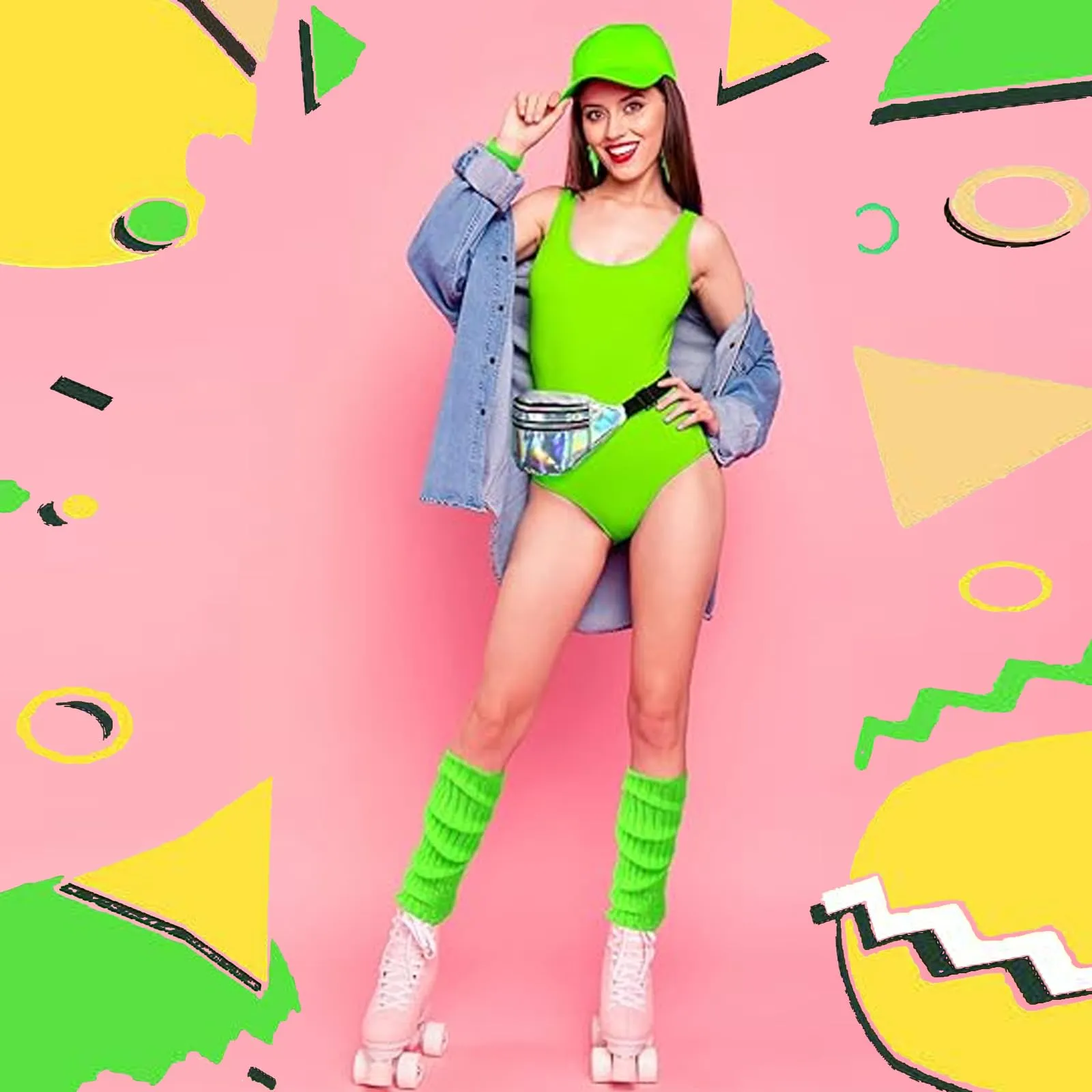 DAZZTIME Costume Anni 80 e 90 Donna, Set Accessori Abbigliamento Discoteca per Festa a Tema Carnevale Halloween e Cosplay - immagine 6