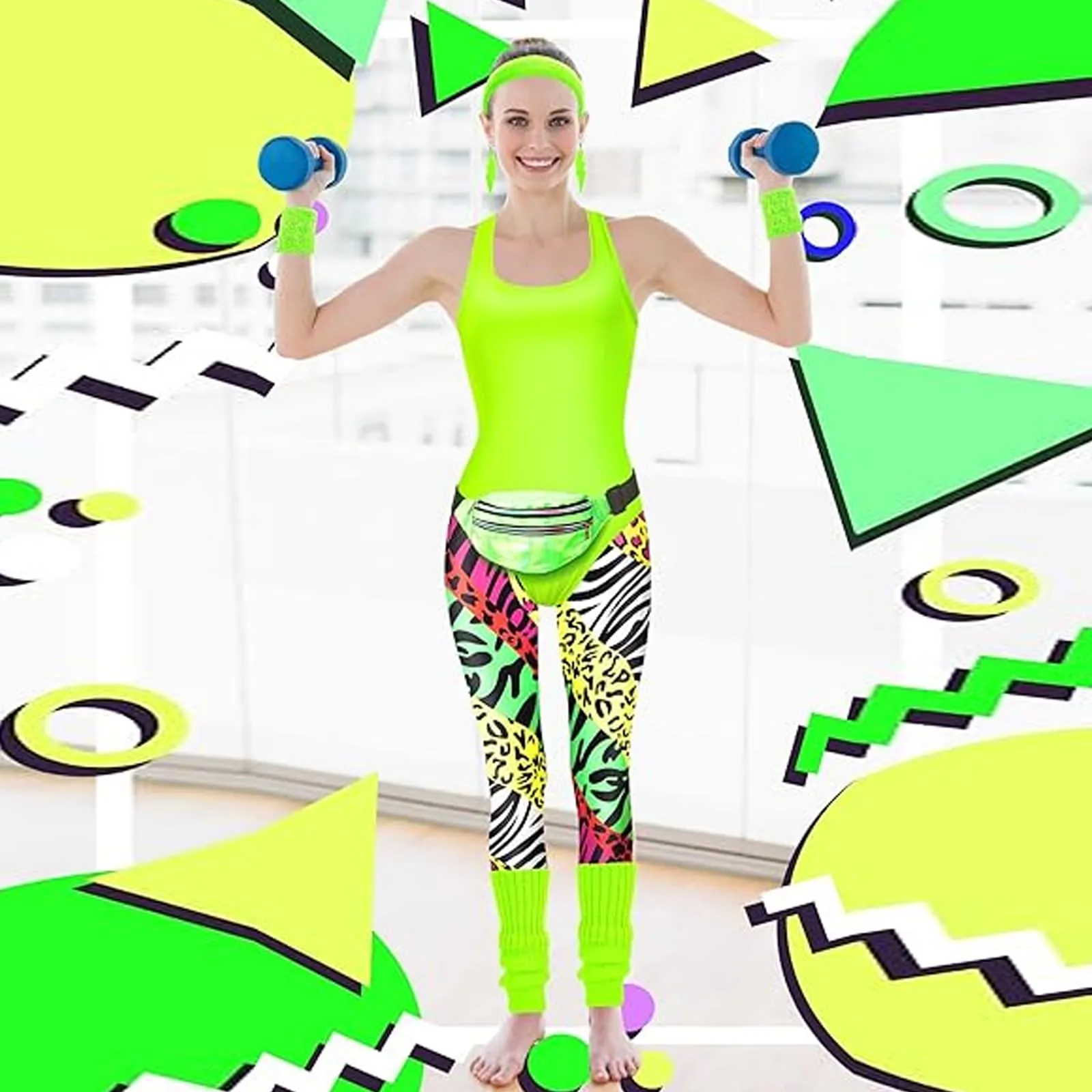 DAZZTIME Costume Anni 80 e 90 Donna Set Accessori Discoteca per Festa a Tema Carnevale Halloween e Cosplay - immagine 5