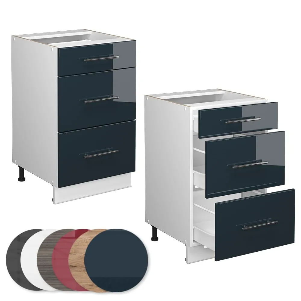 Vicco Mobiletto base per cucina Fame-Line, Blu scuro lucido, 50 cm - immagine 6