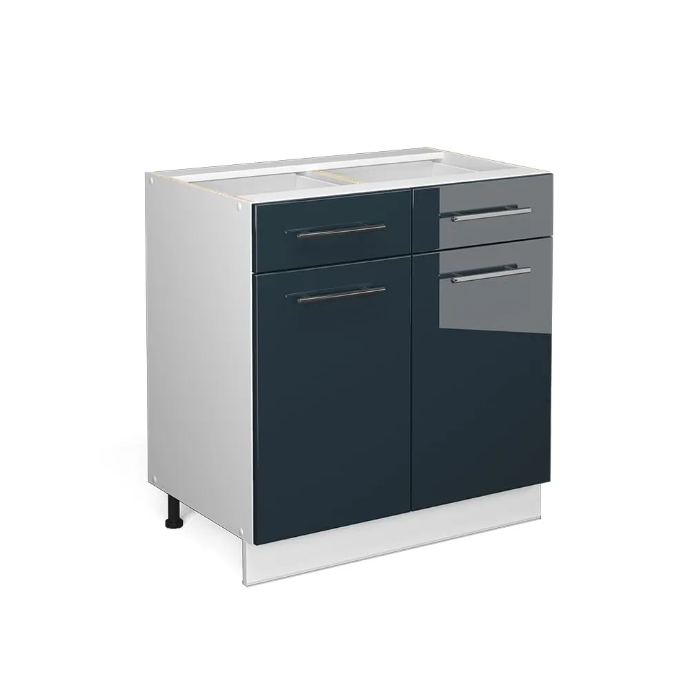 Vicco Mobiletto base per cucina Fame-Line, Blu scuro lucido, 80 cm - immagine 1