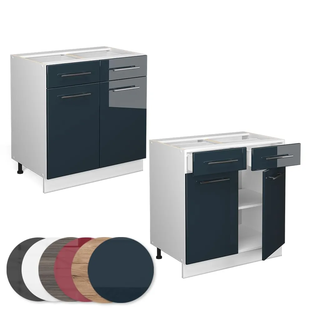 Vicco Mobiletto base per cucina Fame-Line, Blu scuro lucido, 80 cm - immagine 6