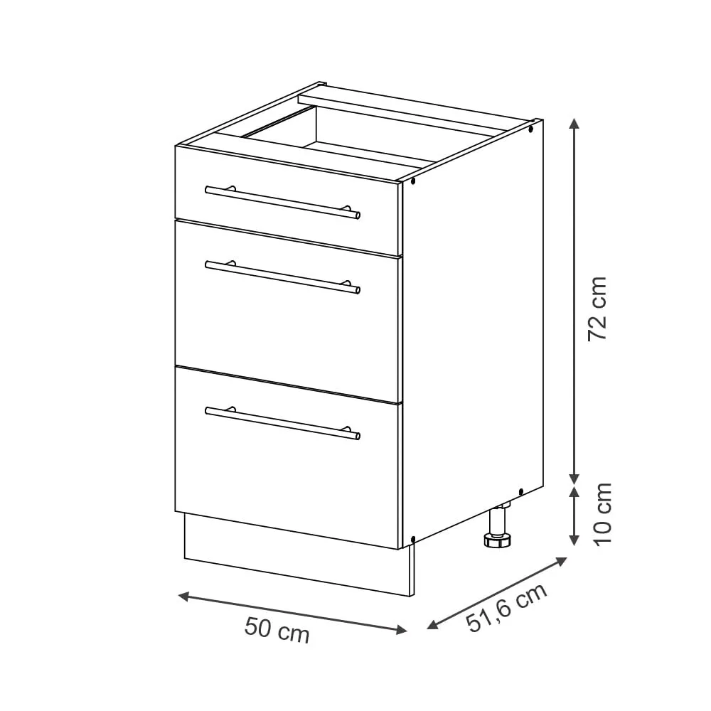 Vicco Mobiletto base per cucina Fame-Line, GrigioBeige, 50 cm - immagine 3