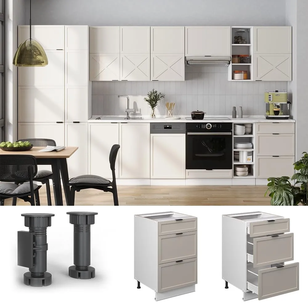 Vicco Mobiletto base per cucina Fame-Line, GrigioBeige, 50 cm - immagine 5