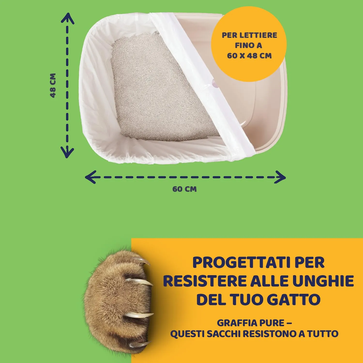 Pettiny Sacchetti per Lettiera per Gatti XL con Coulisse, Resistenti ai Graffi, Confezione da 20 pezzi - immagine 4