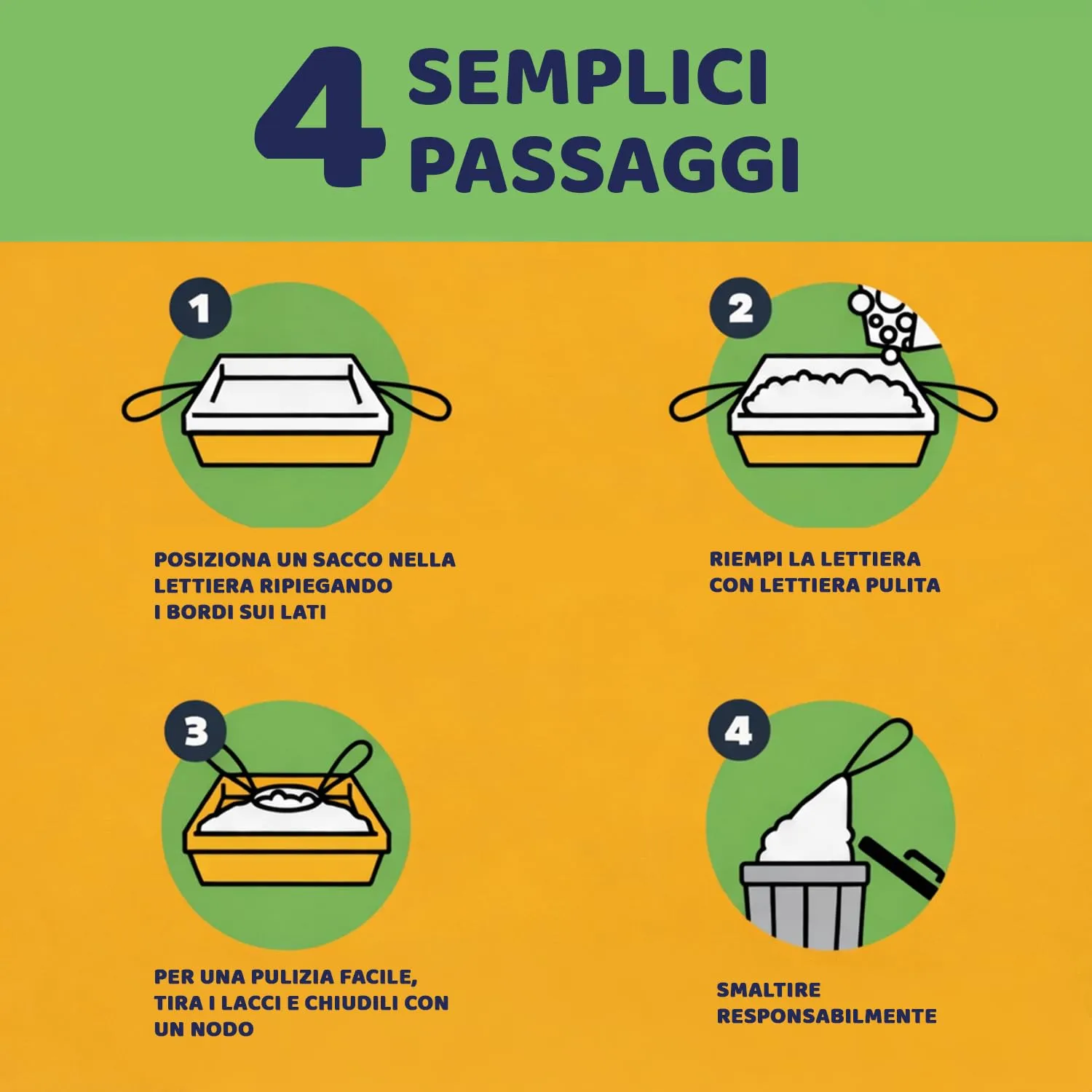 Pettiny Sacchetti per Lettiera per Gatti XL con Coulisse, Resistenti ai Graffi, Confezione da 20 pezzi - immagine 7