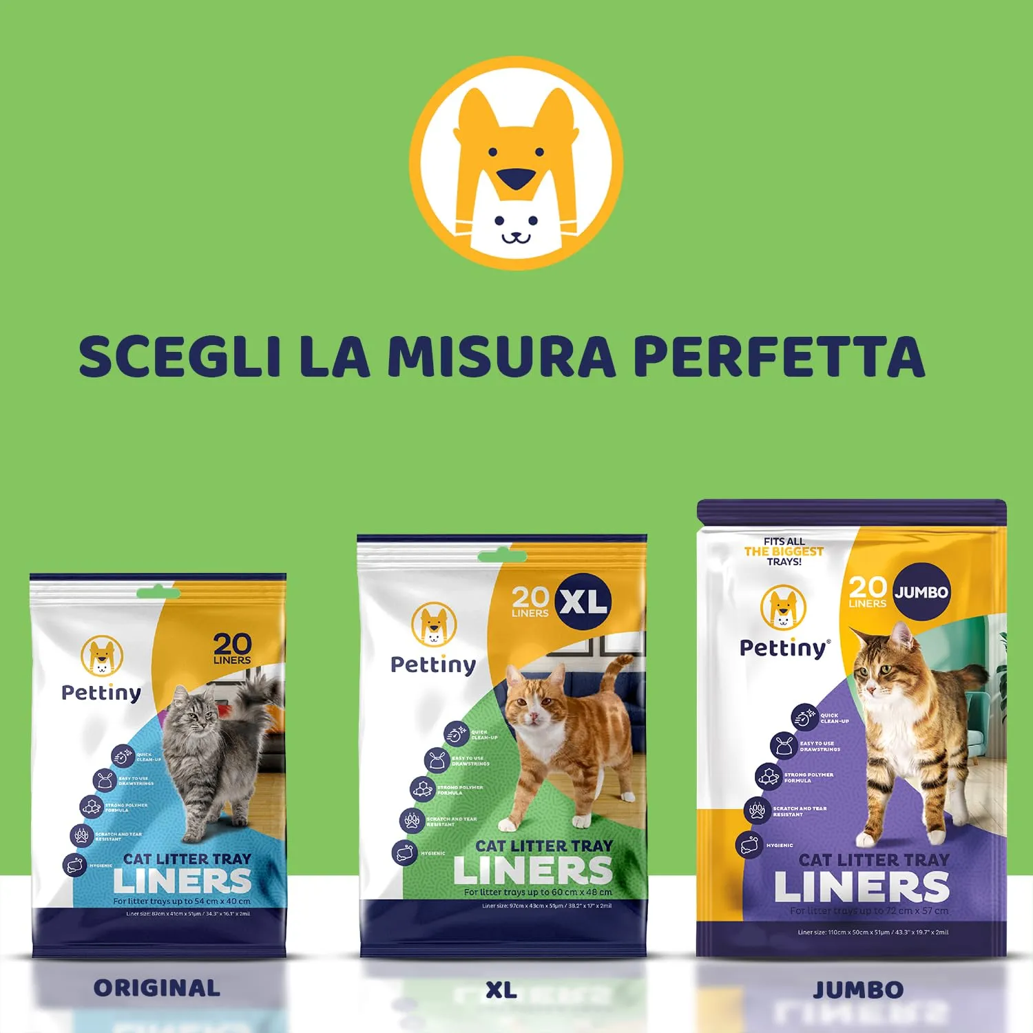 Pettiny Sacchetti per Lettiera per Gatti XL con Coulisse, Resistenti ai Graffi, Confezione da 20 pezzi - immagine 8