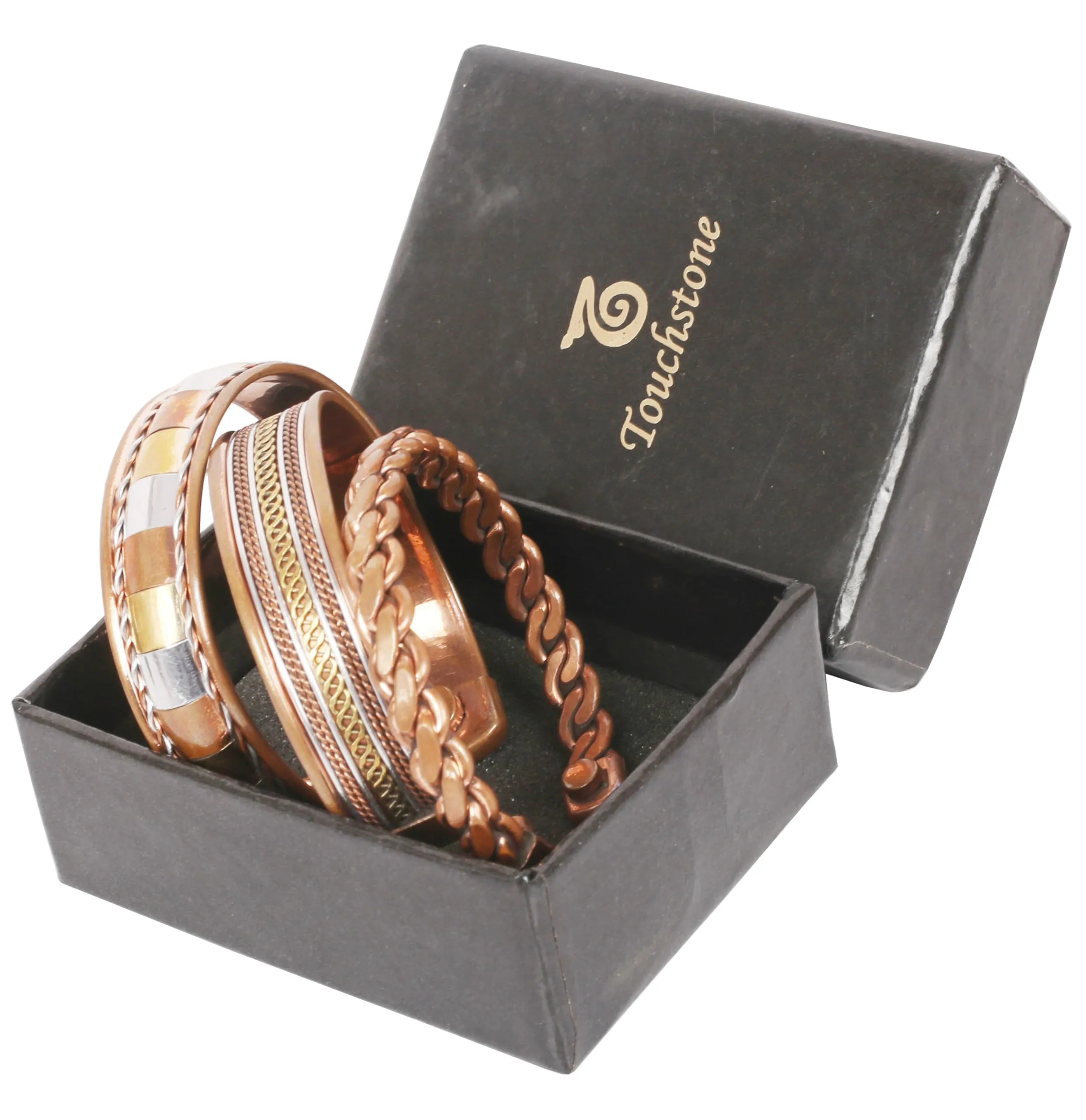Touchstone Bracciale Buddha Spirituale Indiano Tibetano in Rame e Ottone, Set di 3 - immagine 6