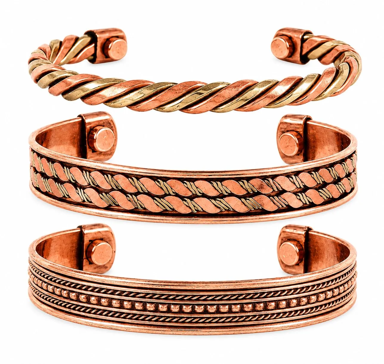 Touchstone Braccialetto Buddista Tibetano in Rame e Ottone, Set di 3 - immagine 1