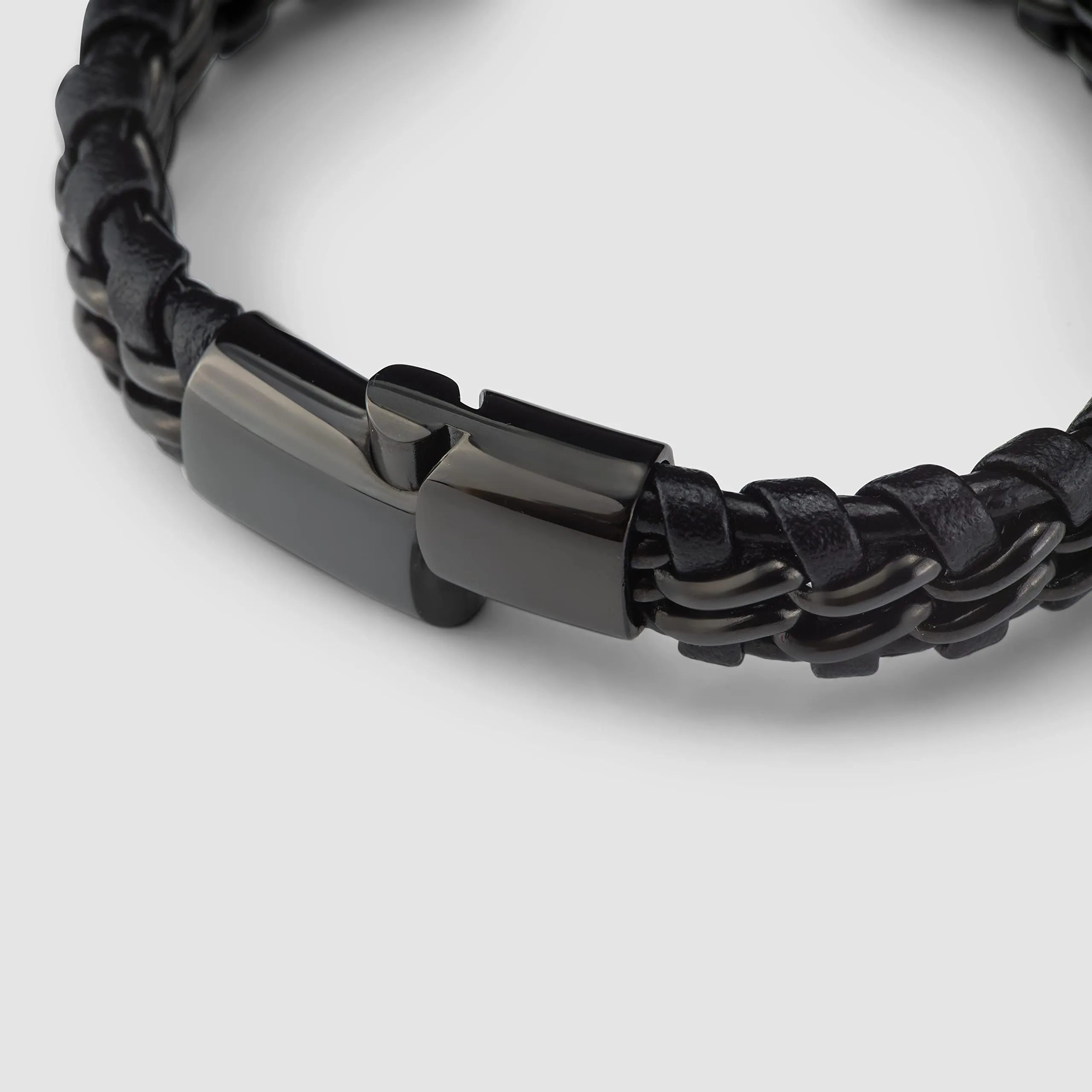 SERASAR Bracciale Uomo in Pelle Nera 17cm - immagine 9