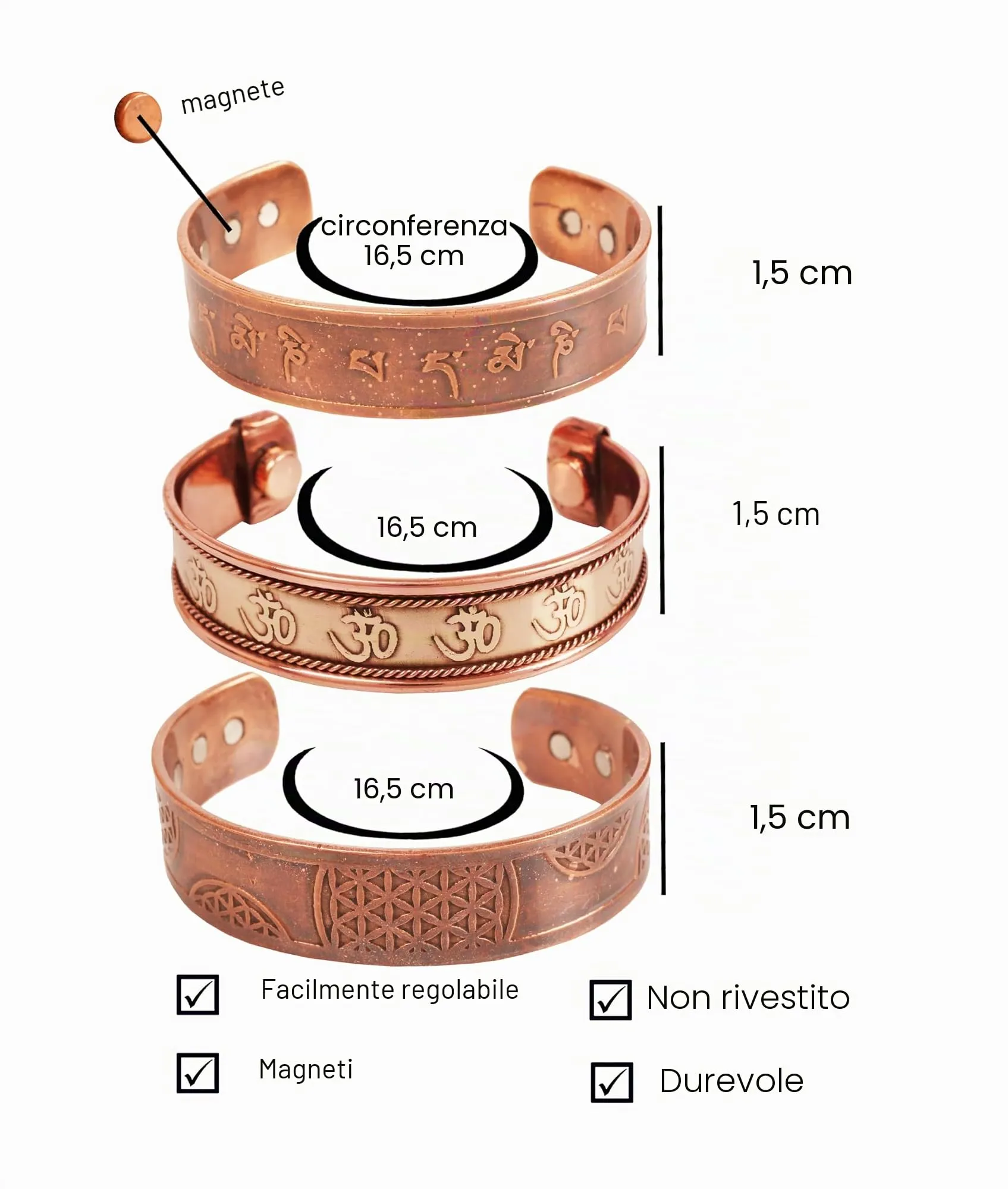 Touchstone Braccialetto Tibetano con Buddha in Rame e Ottone - immagine 5