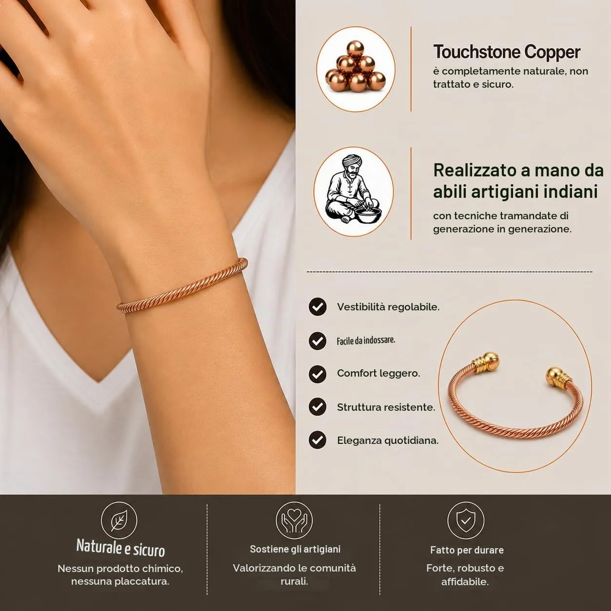 Touchstone Braccialetti Magnetici in Rame per Uomini e Donne - immagine 2