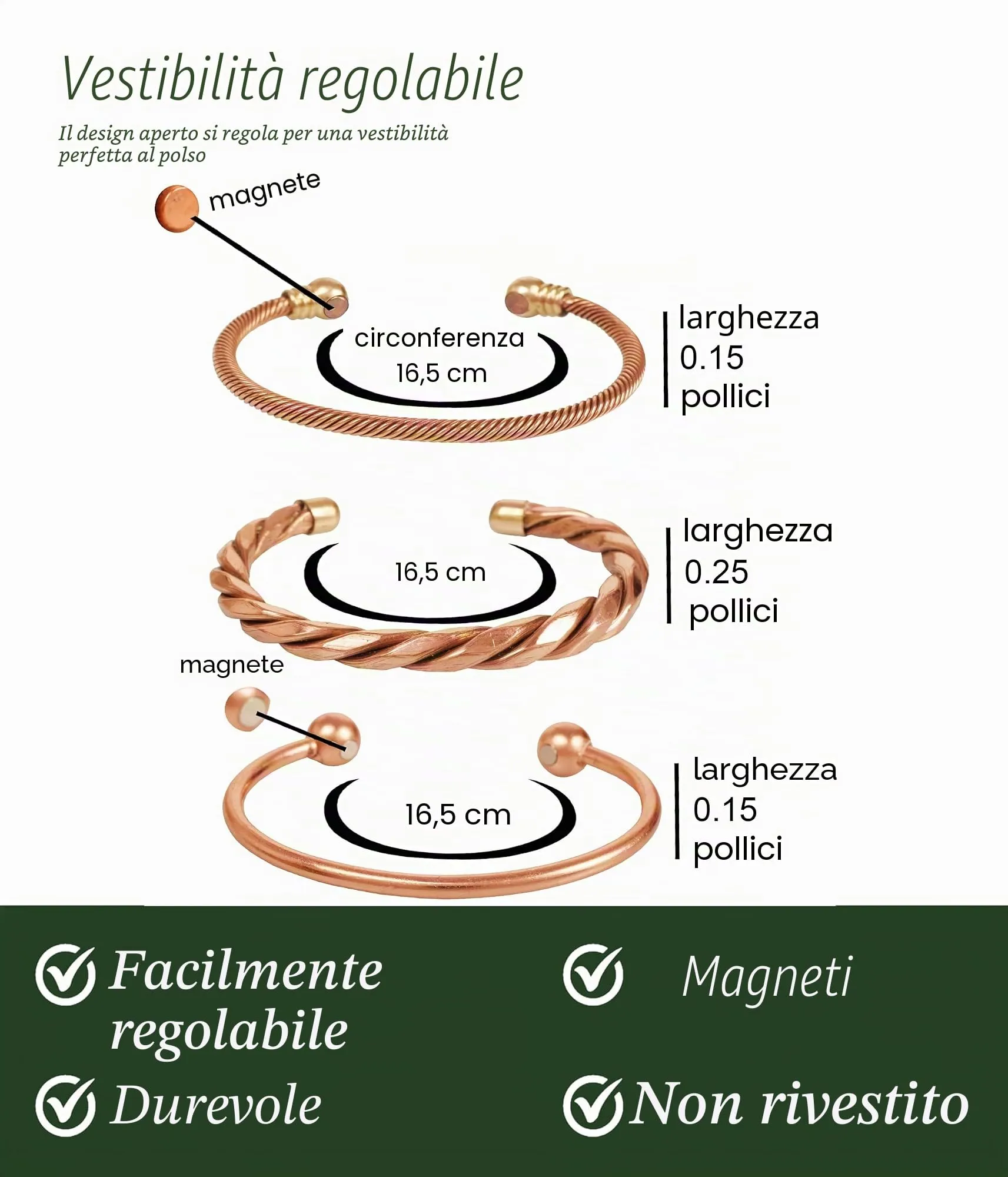 Touchstone Braccialetti Magnetici in Rame per Uomini e Donne - immagine 4