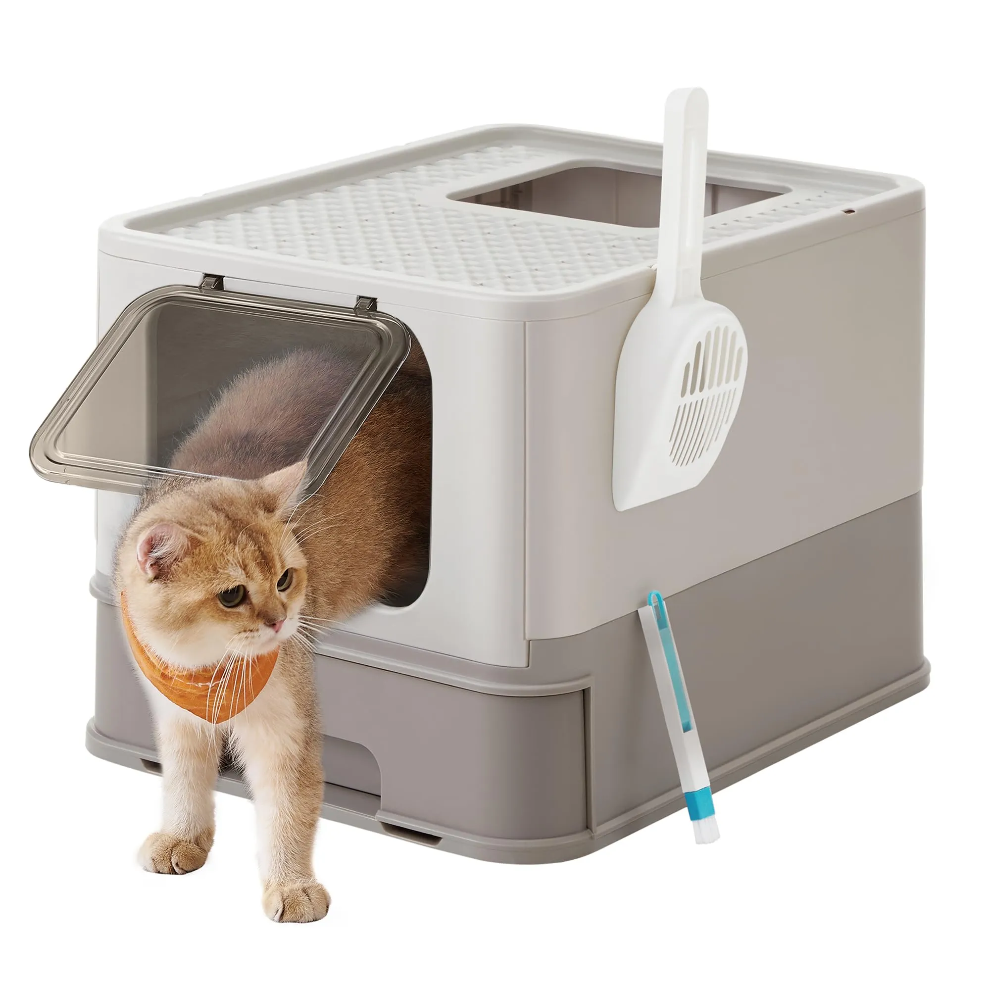 Feandrea Lettiera per Gatti Coperta con Vassoio Estraibile, Avena e Grigio Caldo PPT001G01 - immagine 1
