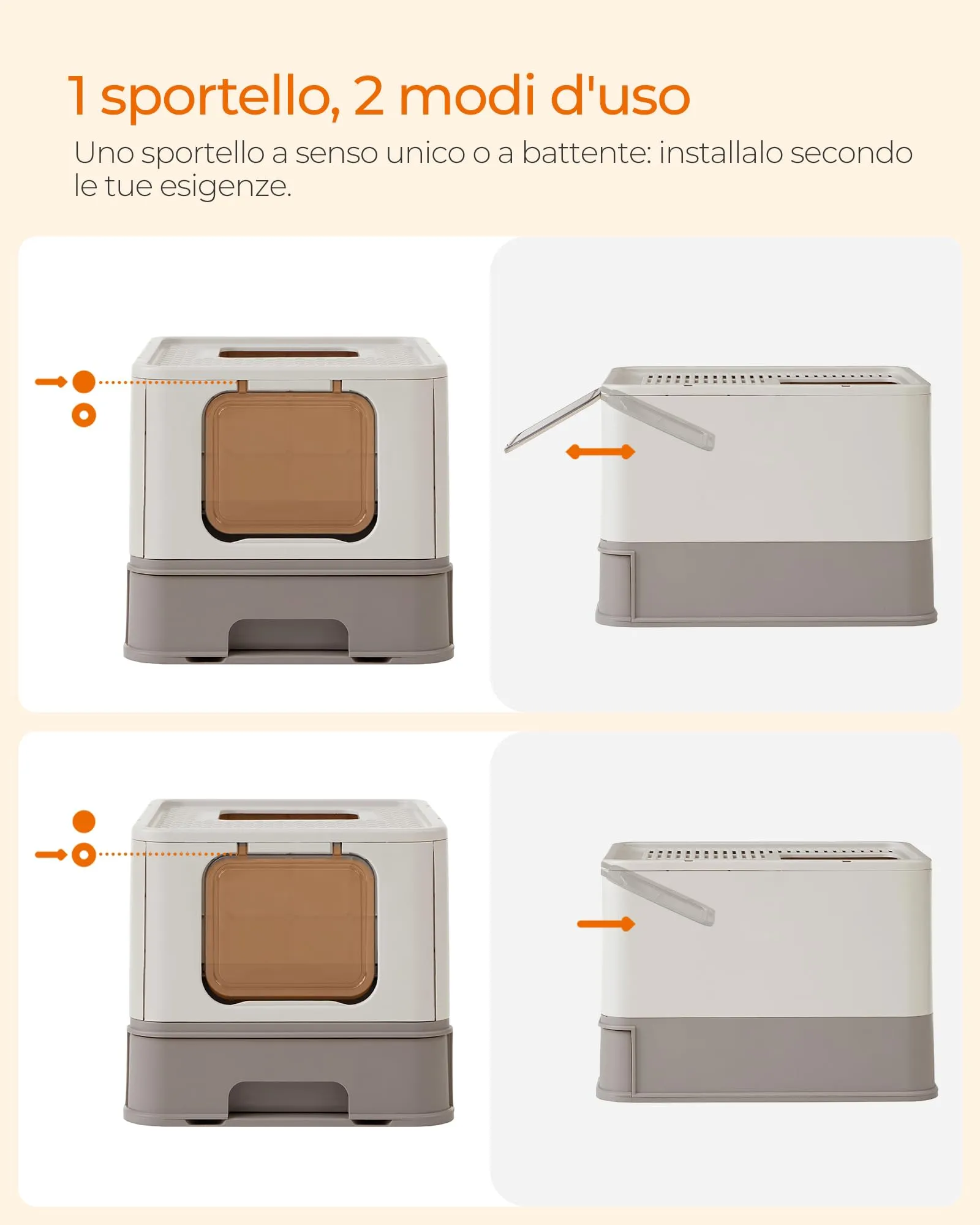 Feandrea Lettiera per Gatti Coperta con Vassoio Estraibile, Avena e Grigio Caldo PPT001G01 - immagine 8