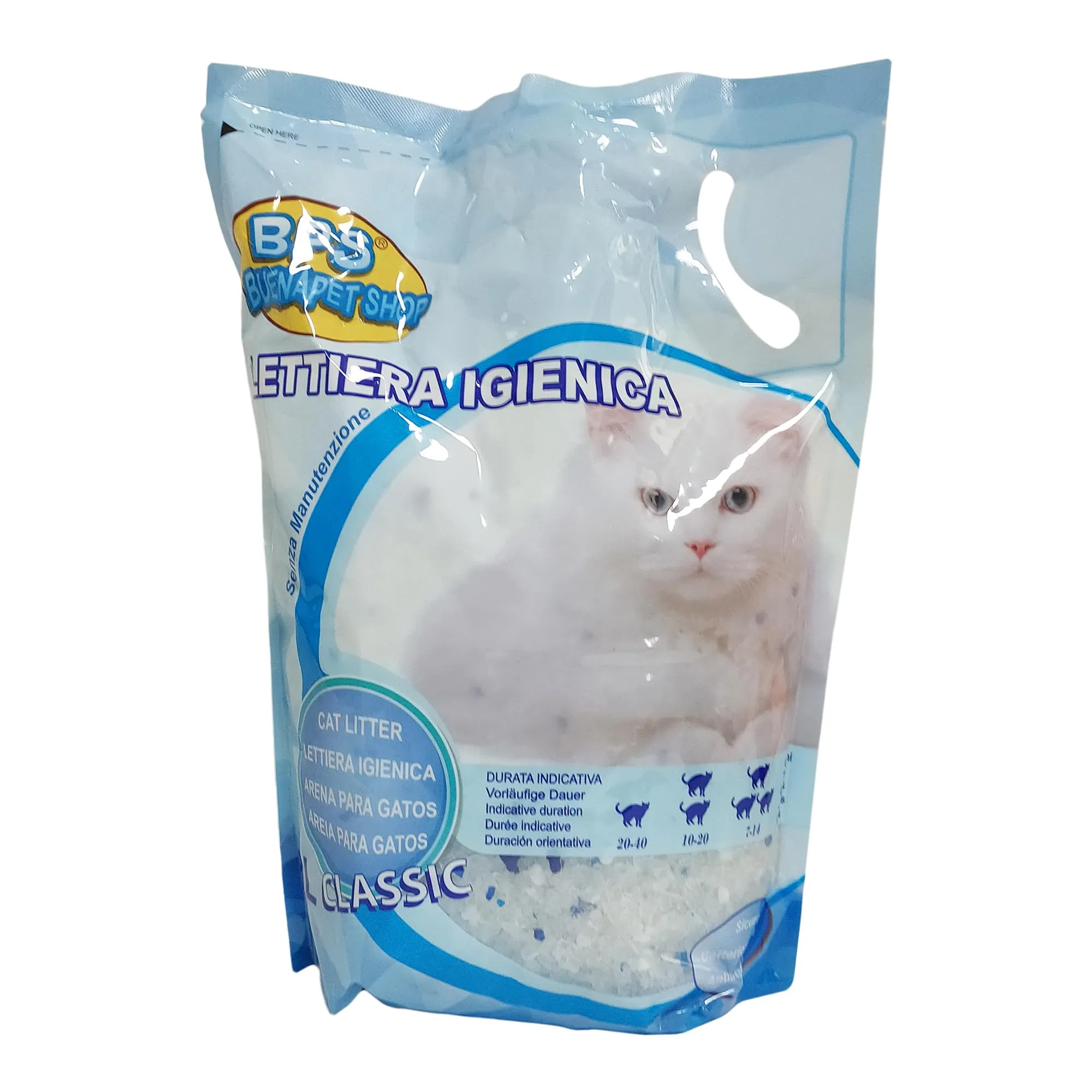 BPS Buena Pet Shop Lettiera per Gatti in Cristalli di Silicio, 30.4 Litri (8 Buste da 3.8L) - immagine 2