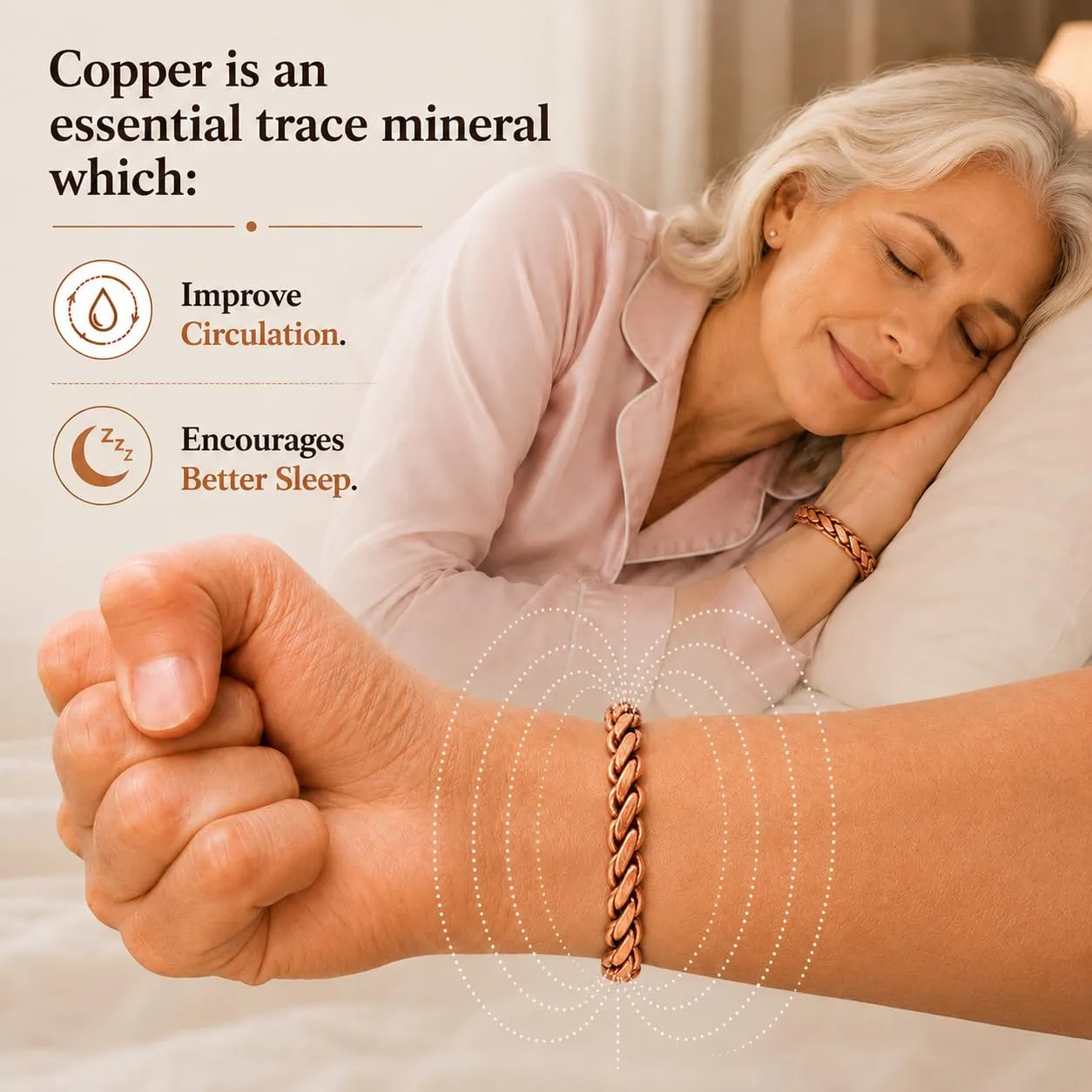 Touchstone Tibetan Style Copper Magnetic Healing Bracelets, Set of 3 Braided Rope Designs - immagine 5