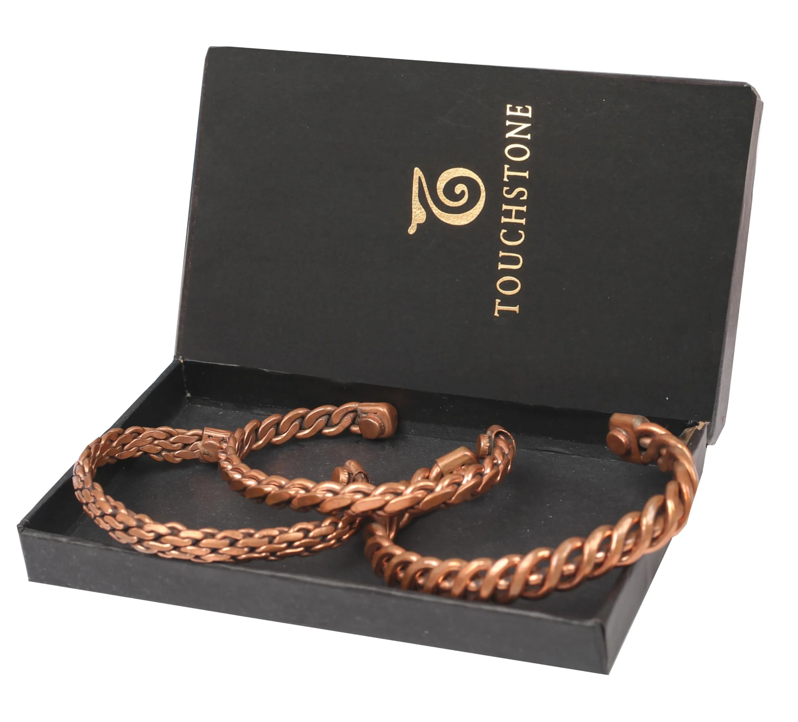 Touchstone Tibetan Style Copper Magnetic Healing Bracelets, Set of 3 Braided Rope Designs - immagine 6