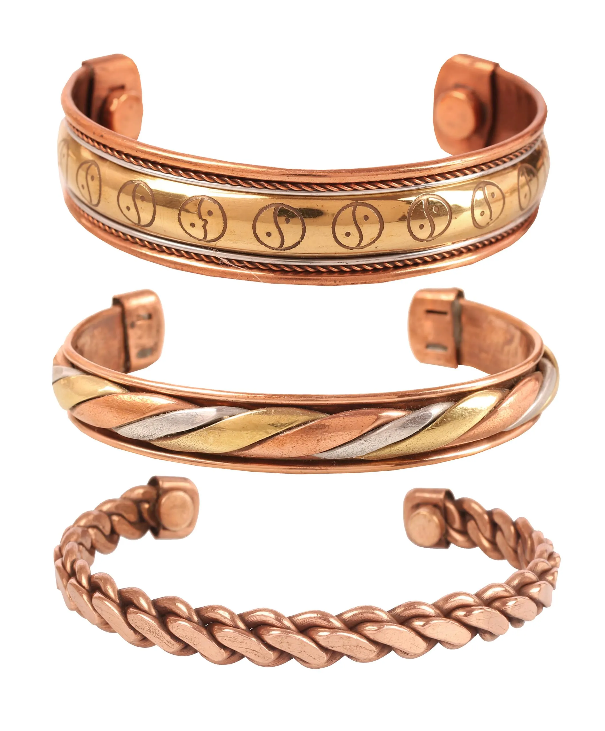 Touchstone Tibetan Style Magnetic Copper Healing Bracelets, Set of 3 - immagine 1