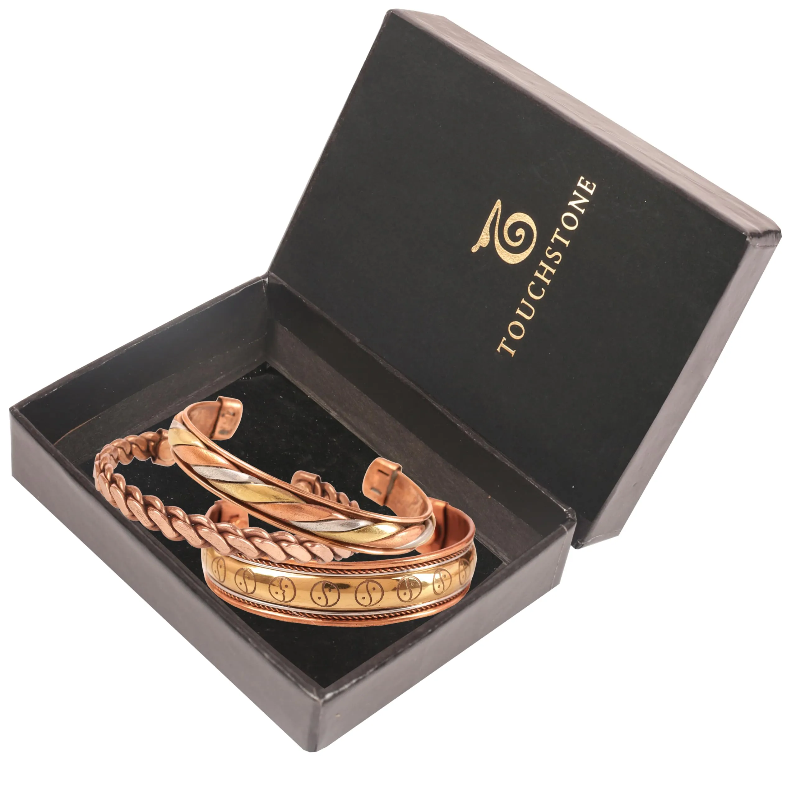 Touchstone Tibetan Style Magnetic Copper Healing Bracelets, Set of 3 - immagine 6