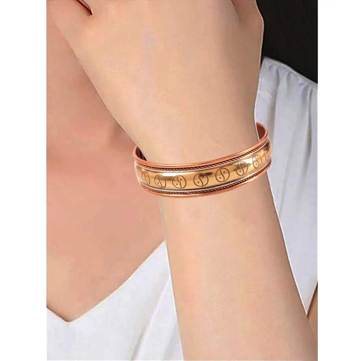 Touchstone Tibetan Style Magnetic Copper Healing Bracelets, Set of 3 - immagine 7