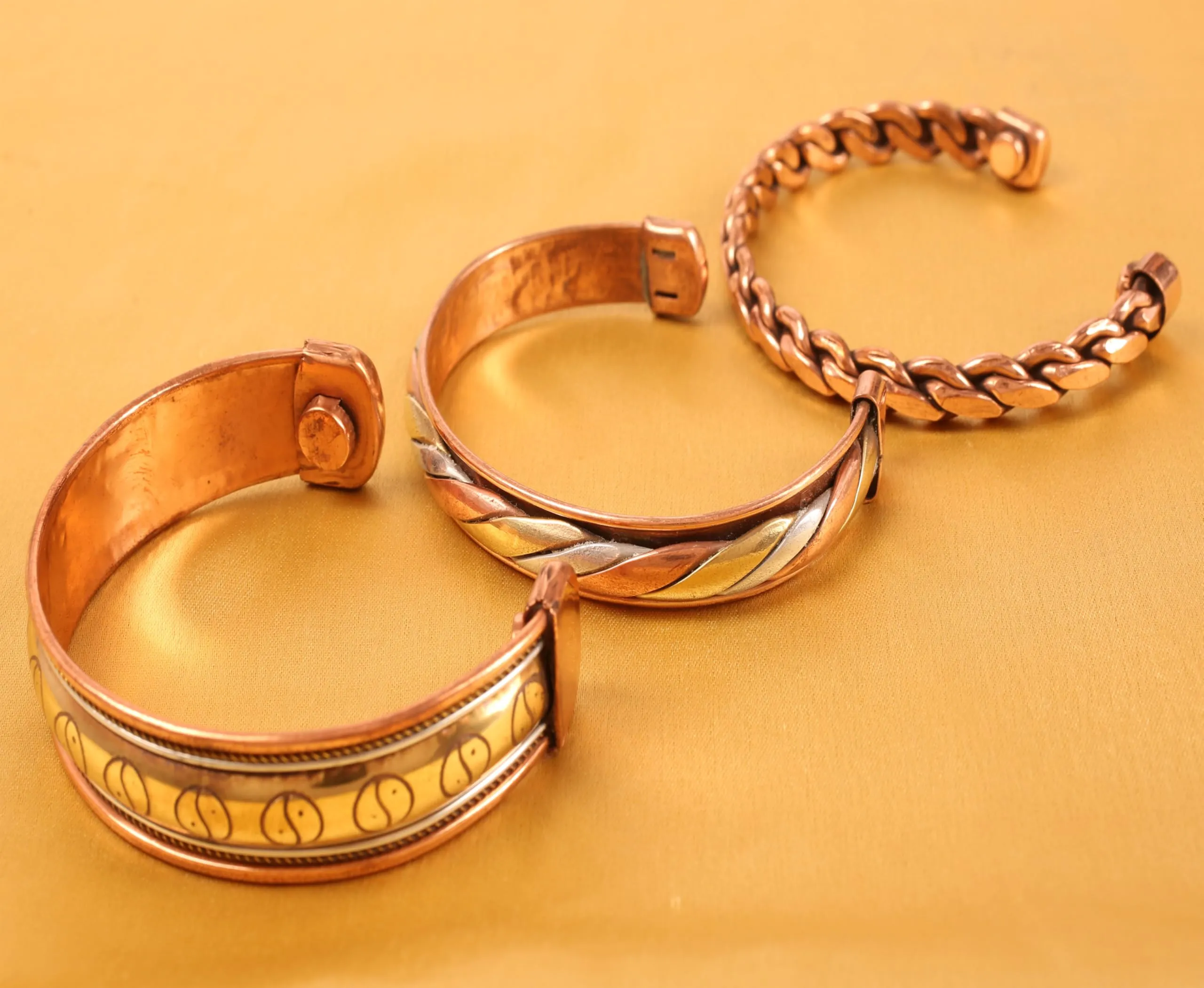 Touchstone Tibetan Style Magnetic Copper Healing Bracelets, Set of 3 - immagine 8