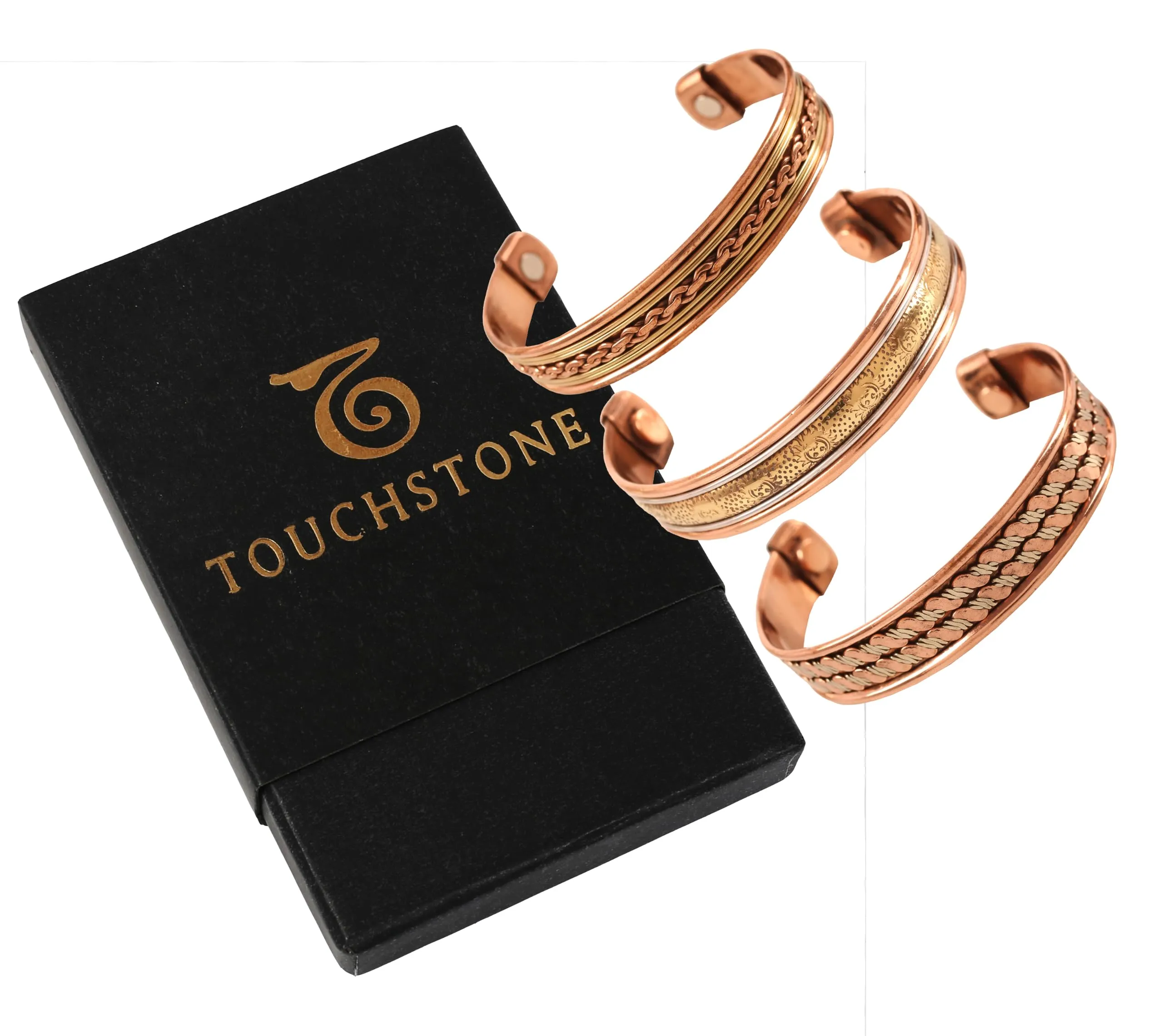 Touchstone Bracciale Magnetico in Rame Stile Tibetano, Set di 3 Design - immagine 6