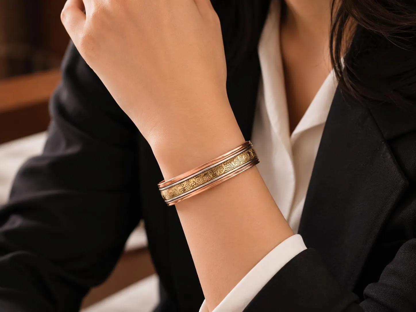 Touchstone Bracciale Magnetico in Rame Stile Tibetano, Set di 3 Design - immagine 7