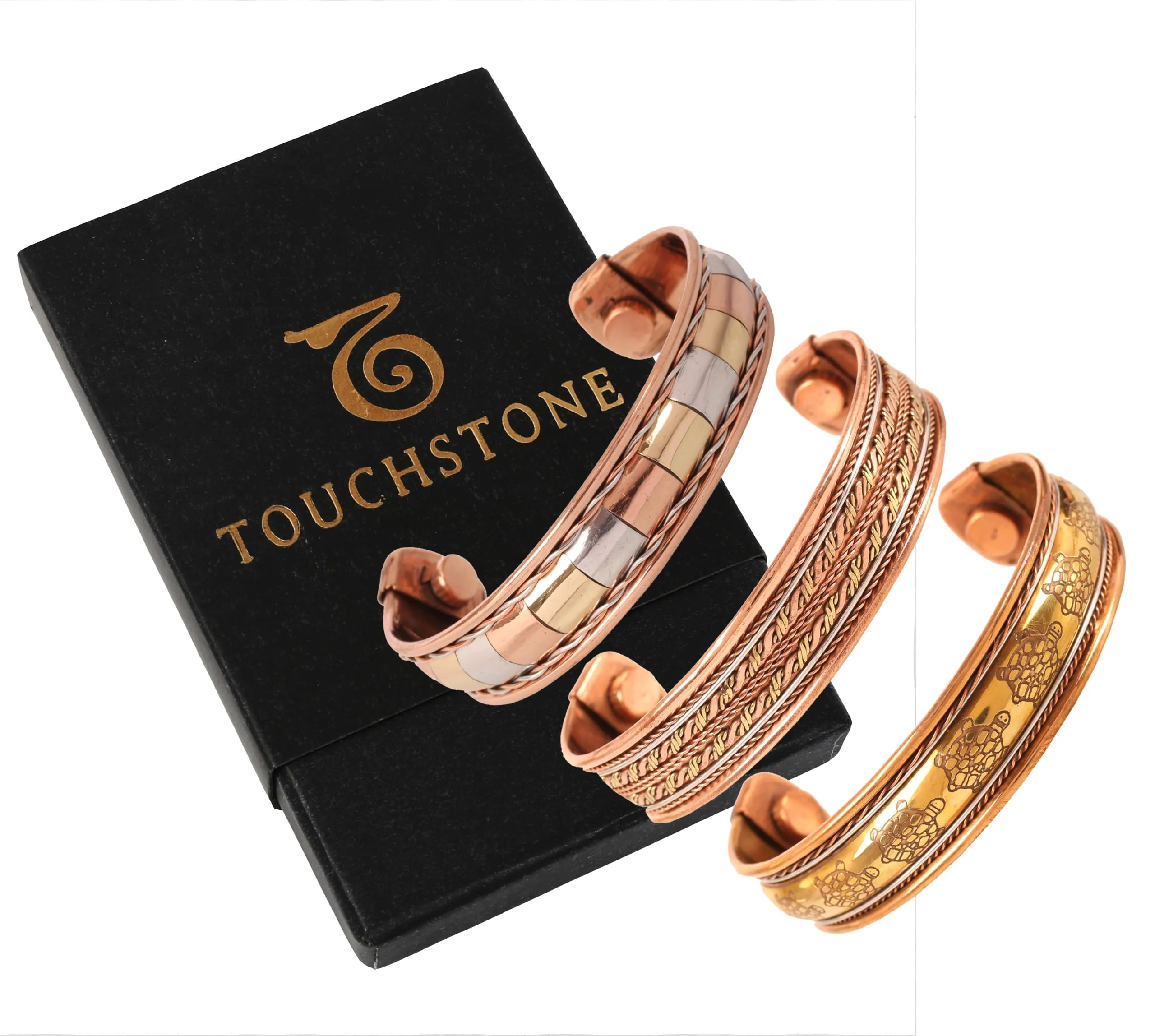 Touchstone Bracciale Magnetico in Rame Stile Tibetano, Set di 3 Pezzi - immagine 5