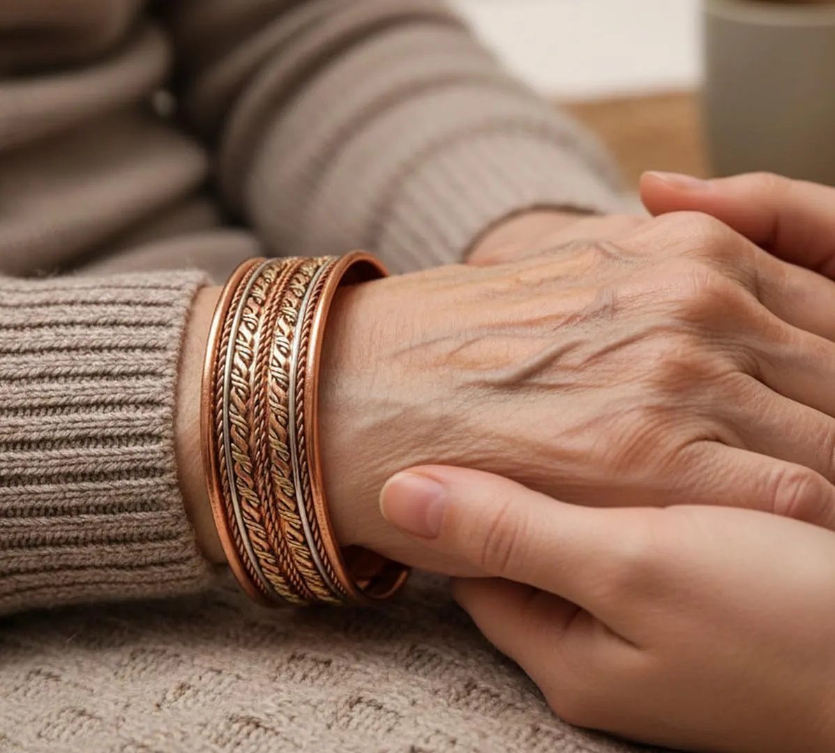 Touchstone Bracciale Magnetico in Rame Stile Tibetano, Set di 3 Pezzi - immagine 6
