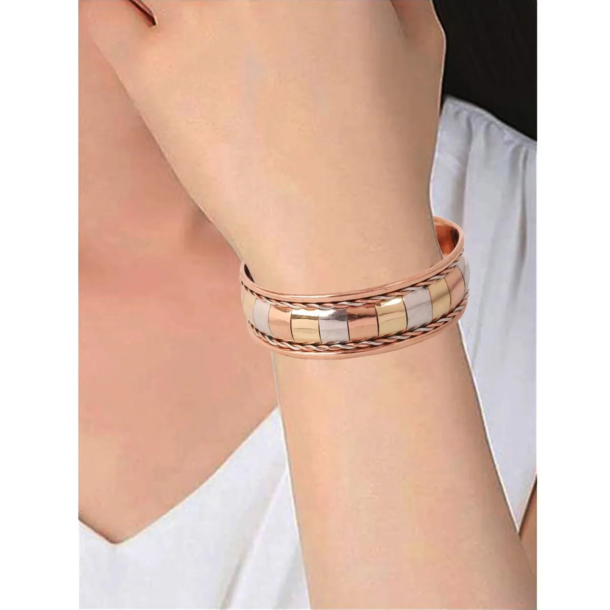Touchstone Bracciale Magnetico in Rame Stile Tibetano, Set di 3 Pezzi - immagine 8