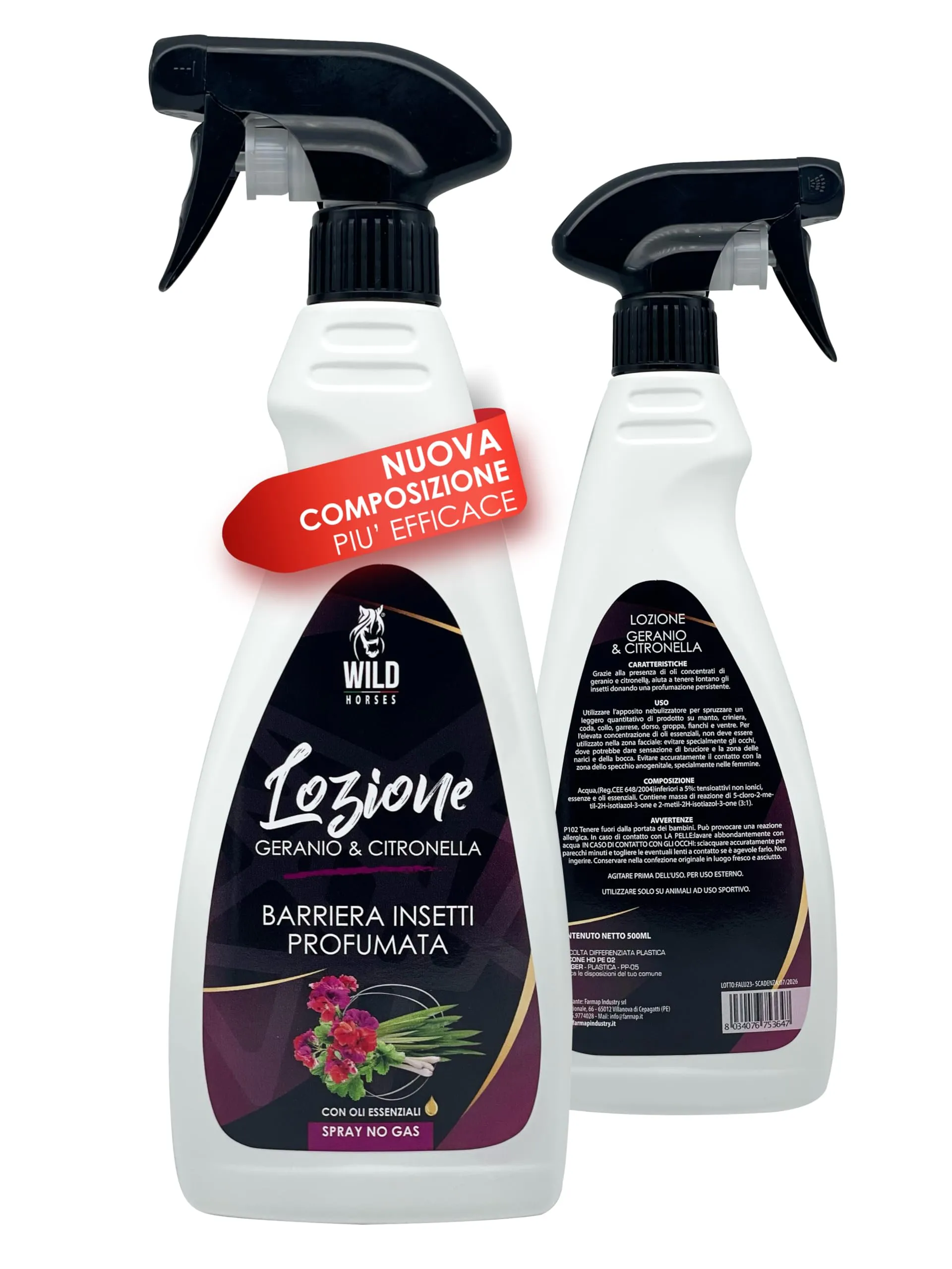 Wild Horses Lozione Spray Repellente Zanzare e Antiparassitario per Cavalli, Geranio e Citronella, 500ml - immagine 2