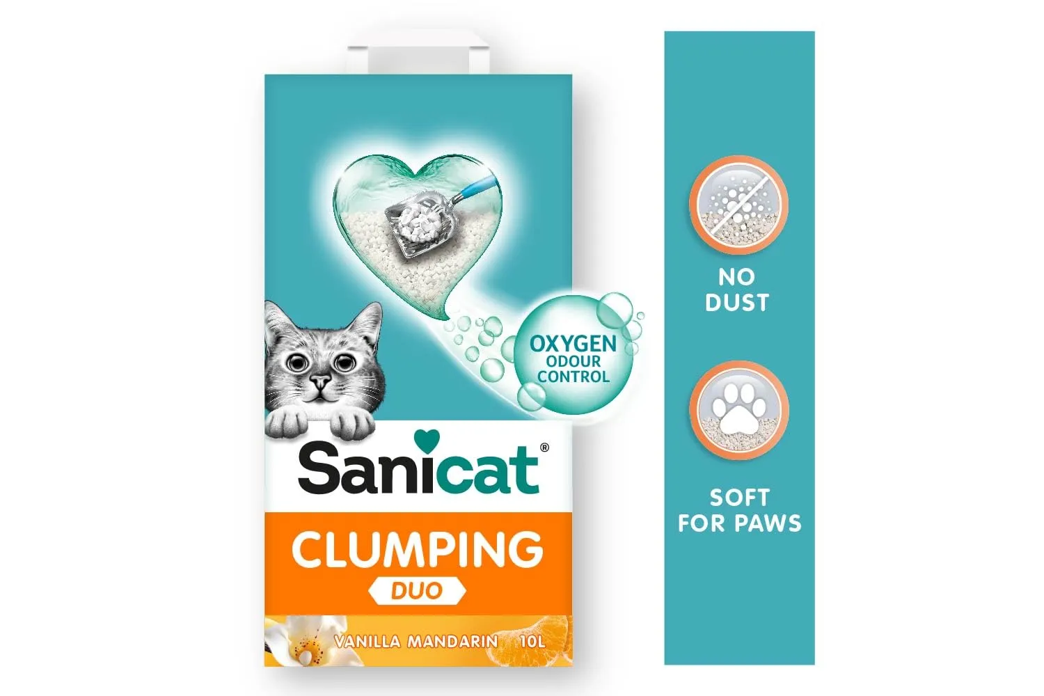 Sanicat Lettiera per gatti agglomerante Formbianca vaniglia e mandarino, minerali naturali, 10 L - immagine 2
