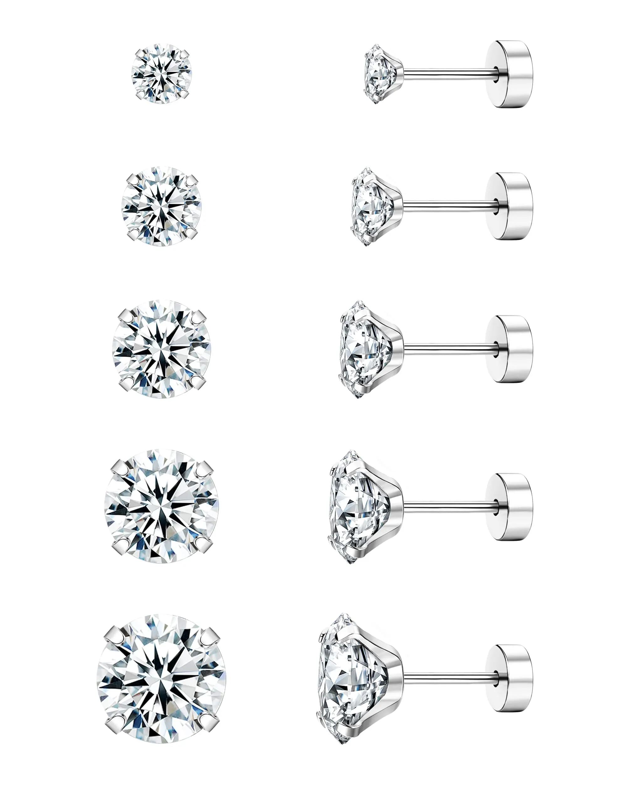 Diamday Orecchini a Vite in Titanio G23 e Acciaio Chirurgico con Zirconia Cubica per Cartilagine Tragus e Helix, 20G - immagine 9