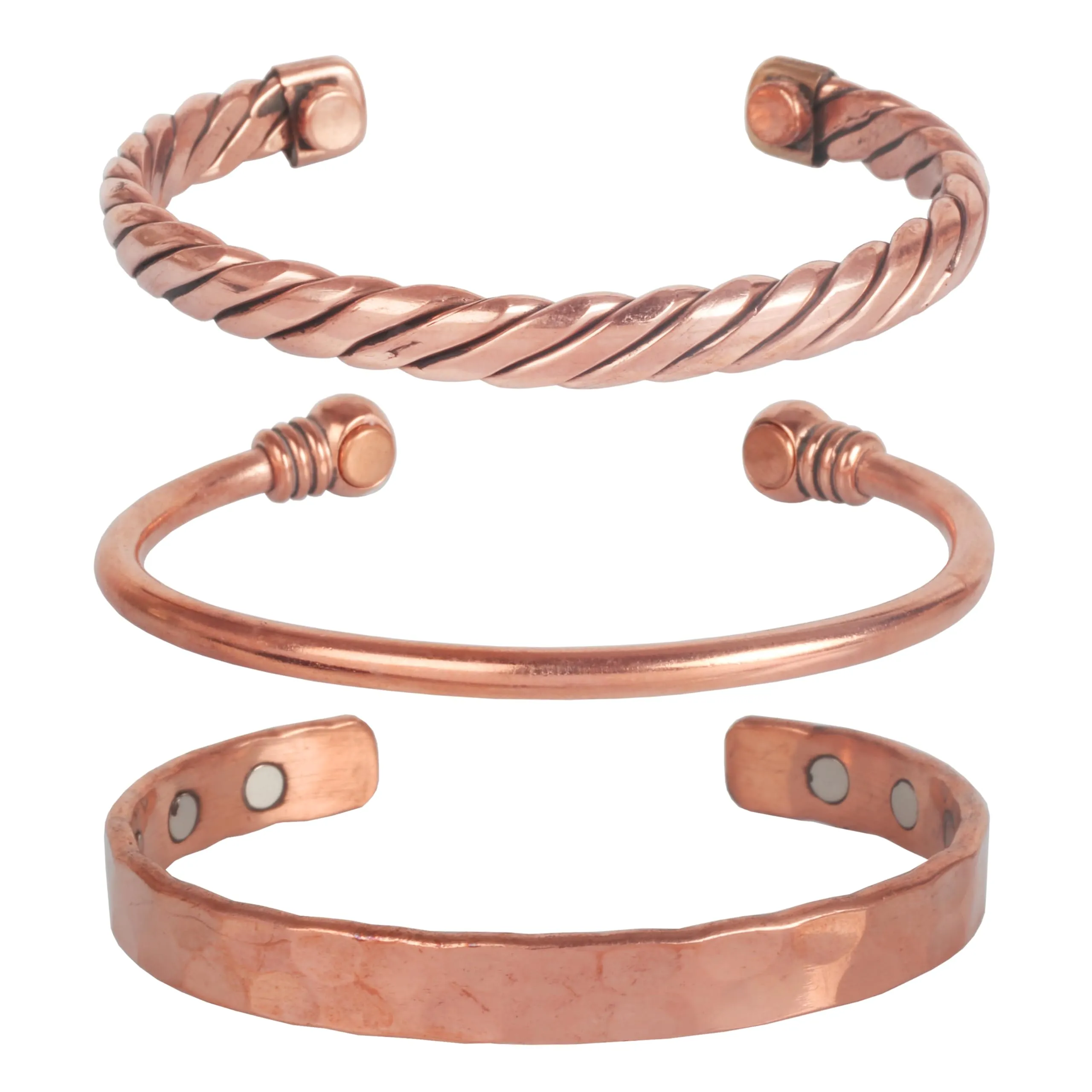 Touchstone Set di 3 braccialetti magnetici in rame per uomo e donna - immagine 1