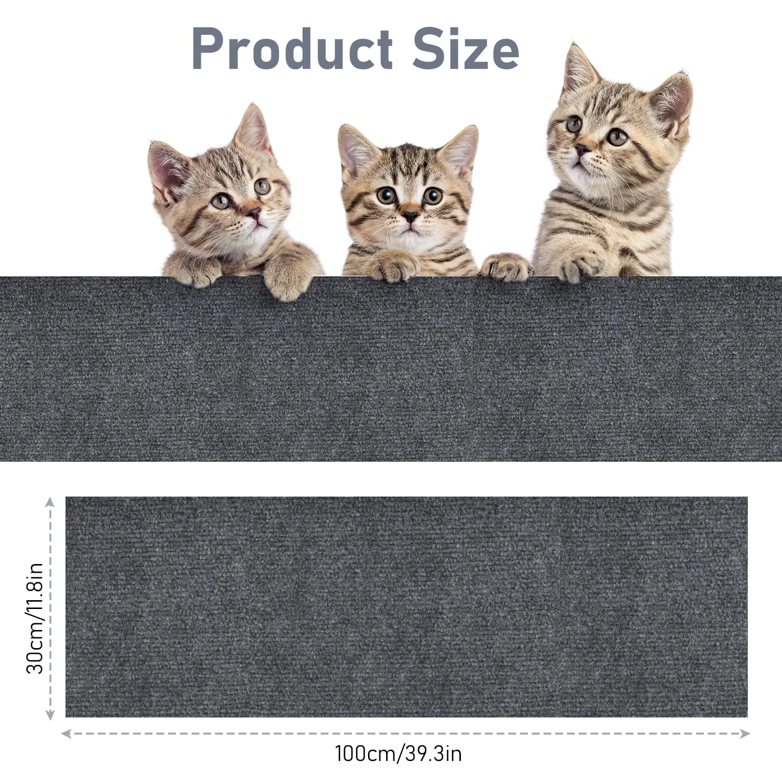 Adiwo Tappeto Tiragraffi Gatti Autoadesivo, 100 x 30 cm, Grigio Scuro - immagine 2