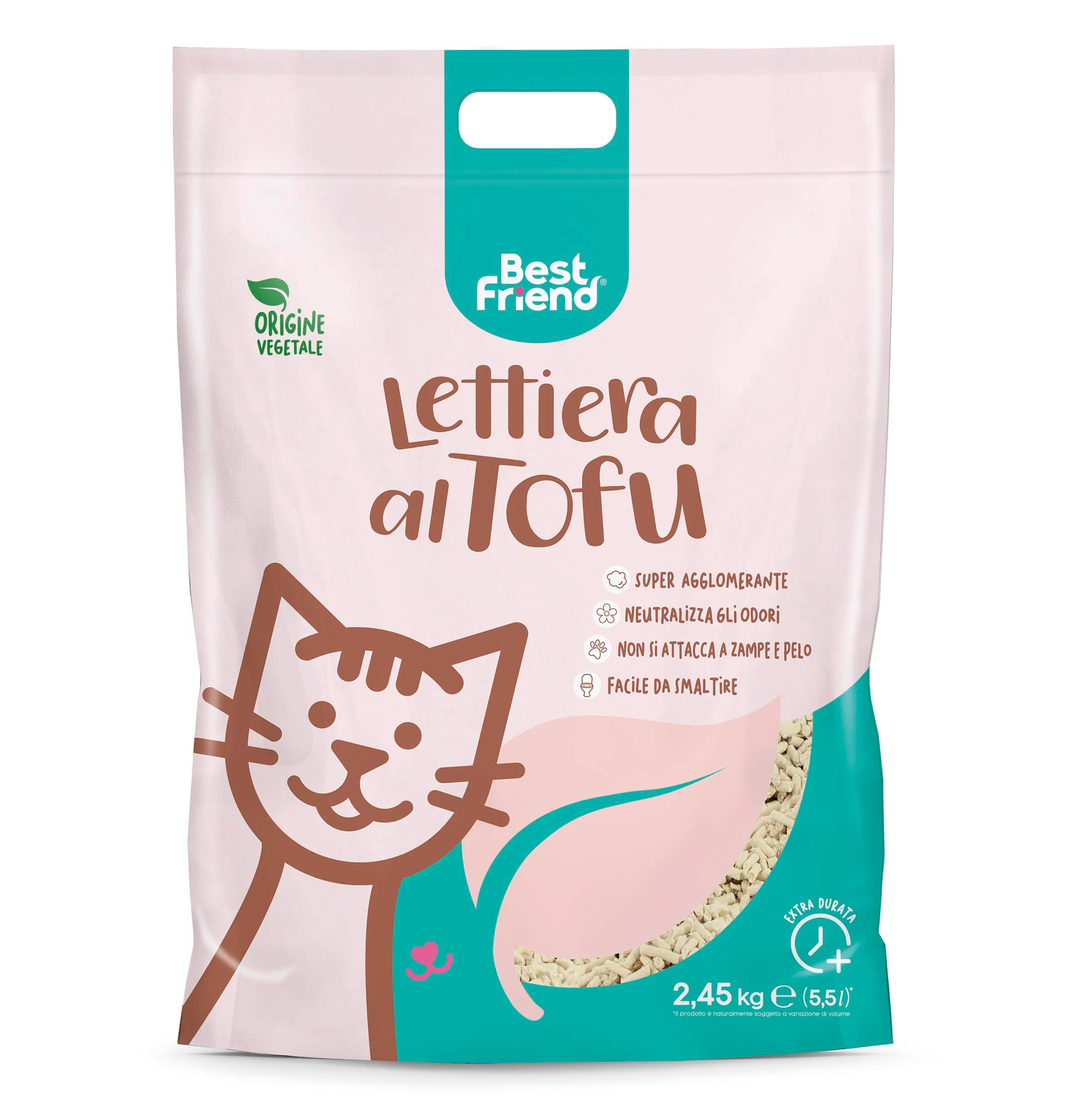 Cat&Rina Best Friend Lettiera per Gatti al Tofu Agglomerante e Vegetale, 5,5 l - immagine 2
