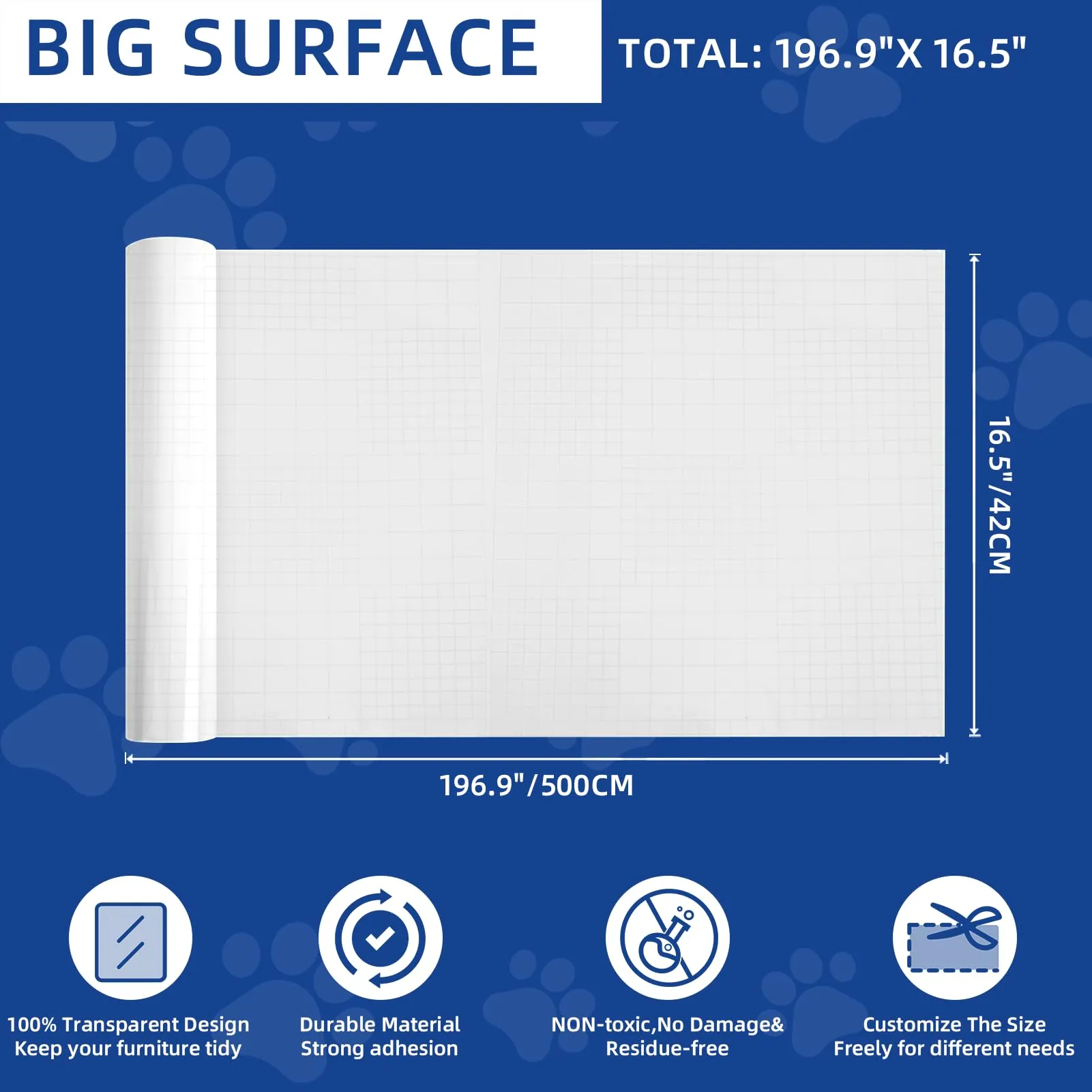 TOOSOFt Pellicola Antigraffio in PVC Trasparente per Divani e Mobili, 42cm x 5m - immagine 2