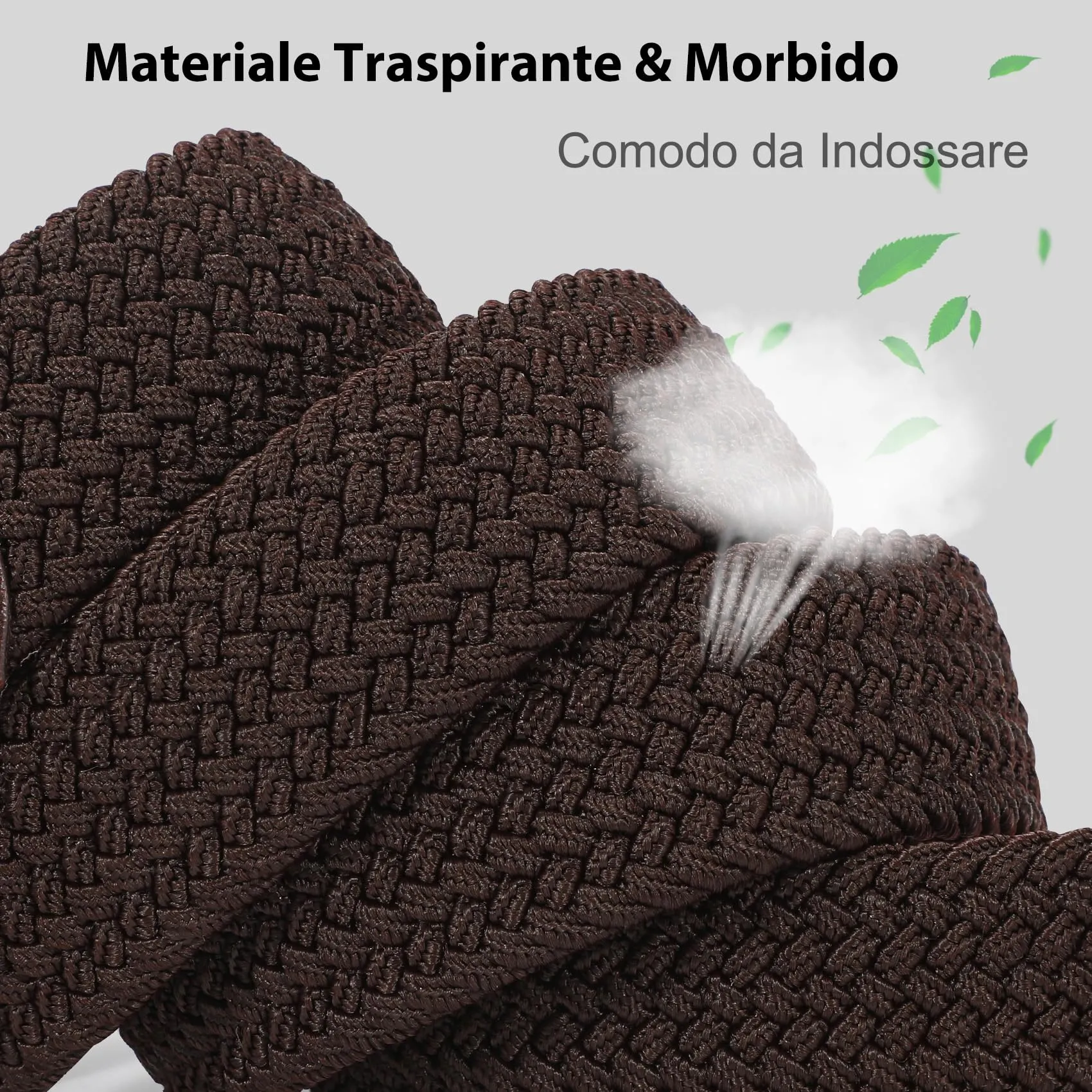 VONMELLI Cintura Elastica Intrecciata Uomo Regolabile, Caffè S - immagine 3