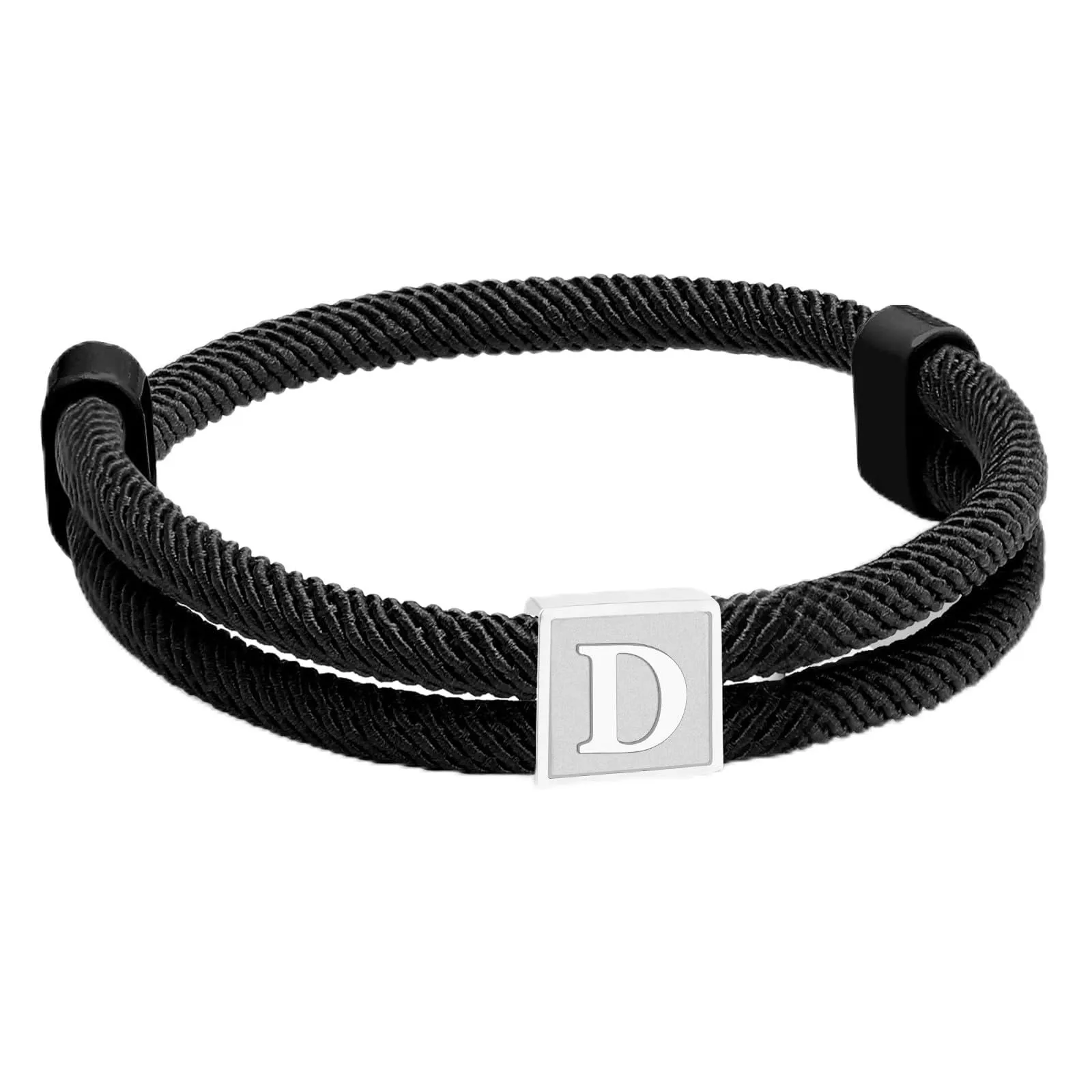Esmoly Bracciale Uomo con Iniziale D Corda Intrecciata a Mano Regolabile - immagine 1