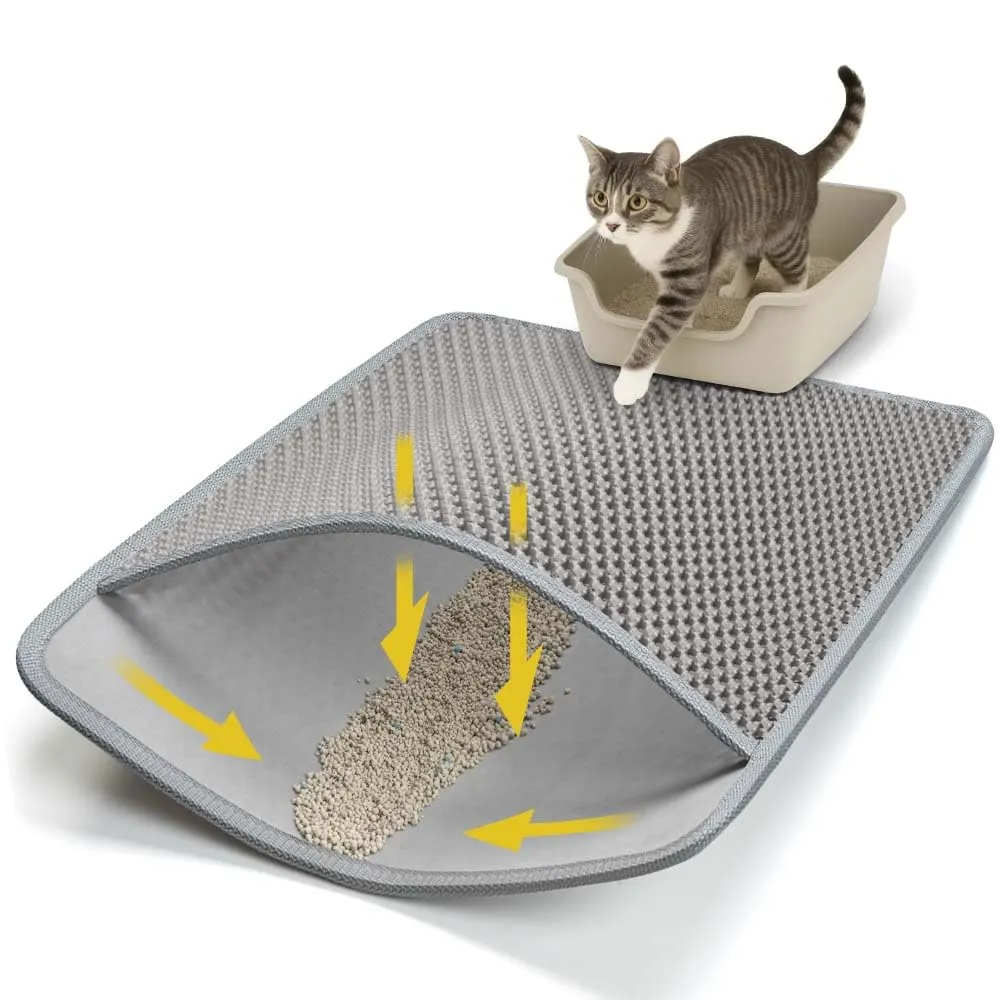 Conlun Tappetino Lettiera Gatto, Nido d'Ape, 60x46 cm, Grigio - immagine 1