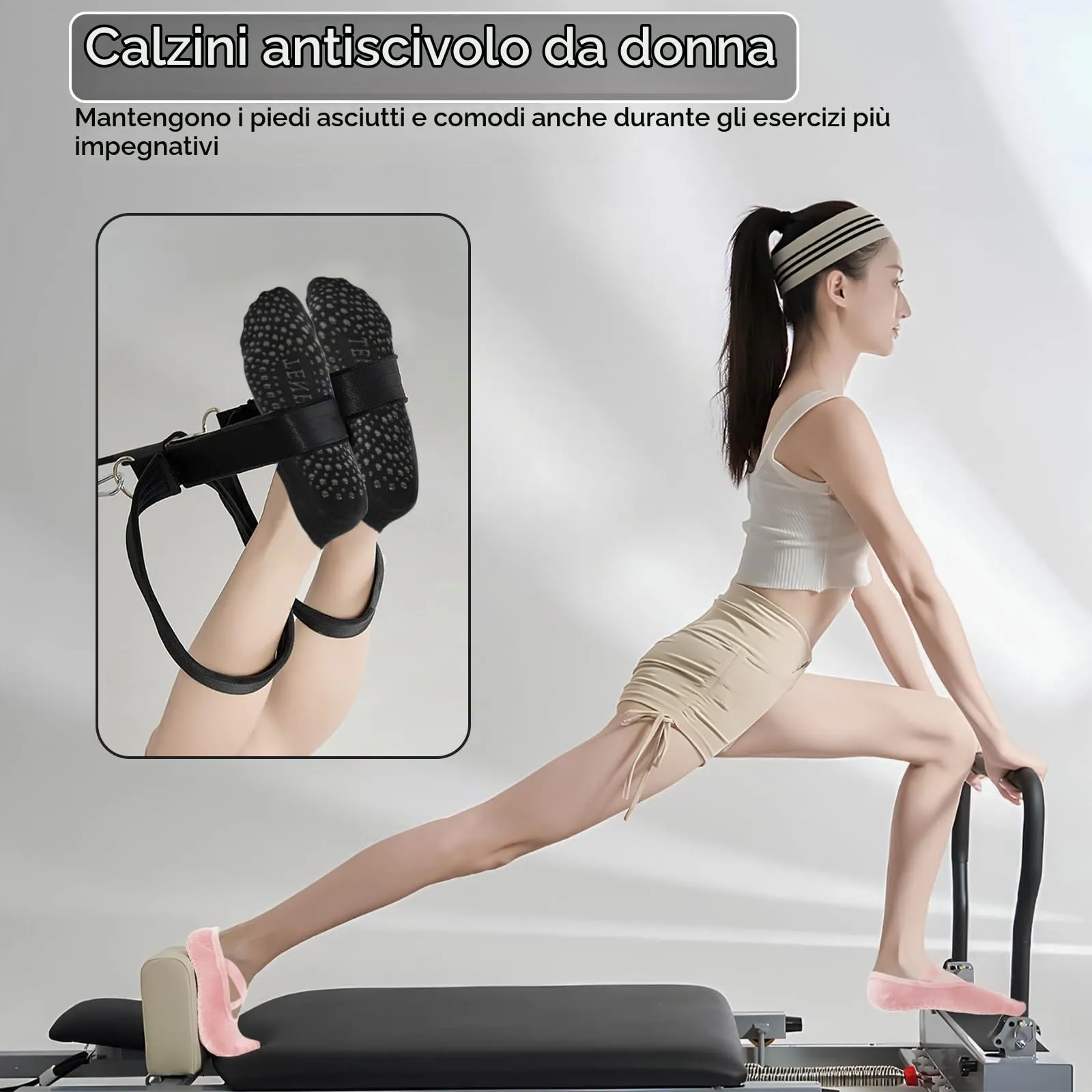 Bafiwu Calzini Antiscivolo Donna per Pilates e Yoga, 4 Paia, 35-40, 4 Colori - immagine 5