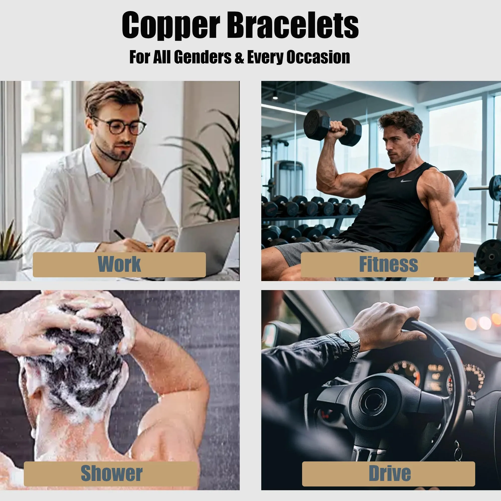 Aretas Bracciale in rame puro per uomo e donna - immagine 6