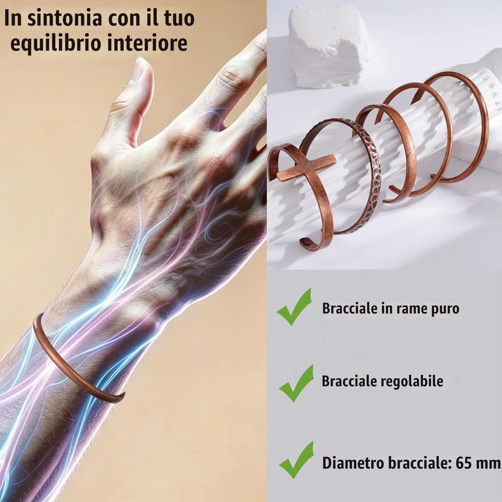 Aretas Bracciale in Rame Puro per Uomo e Donna - immagine 5
