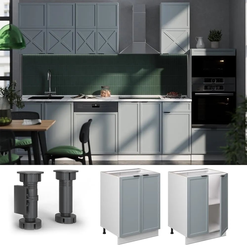 Vicco Mobiletto Base Cucina Fame-Line, Blu-grigio Chiaro, 60 cm - immagine 4
