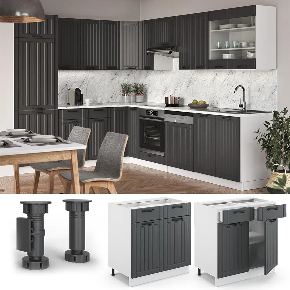 Vicco Mobiletto base per cucina Fame-Line, Antracite country, 80 cm - immagine 5