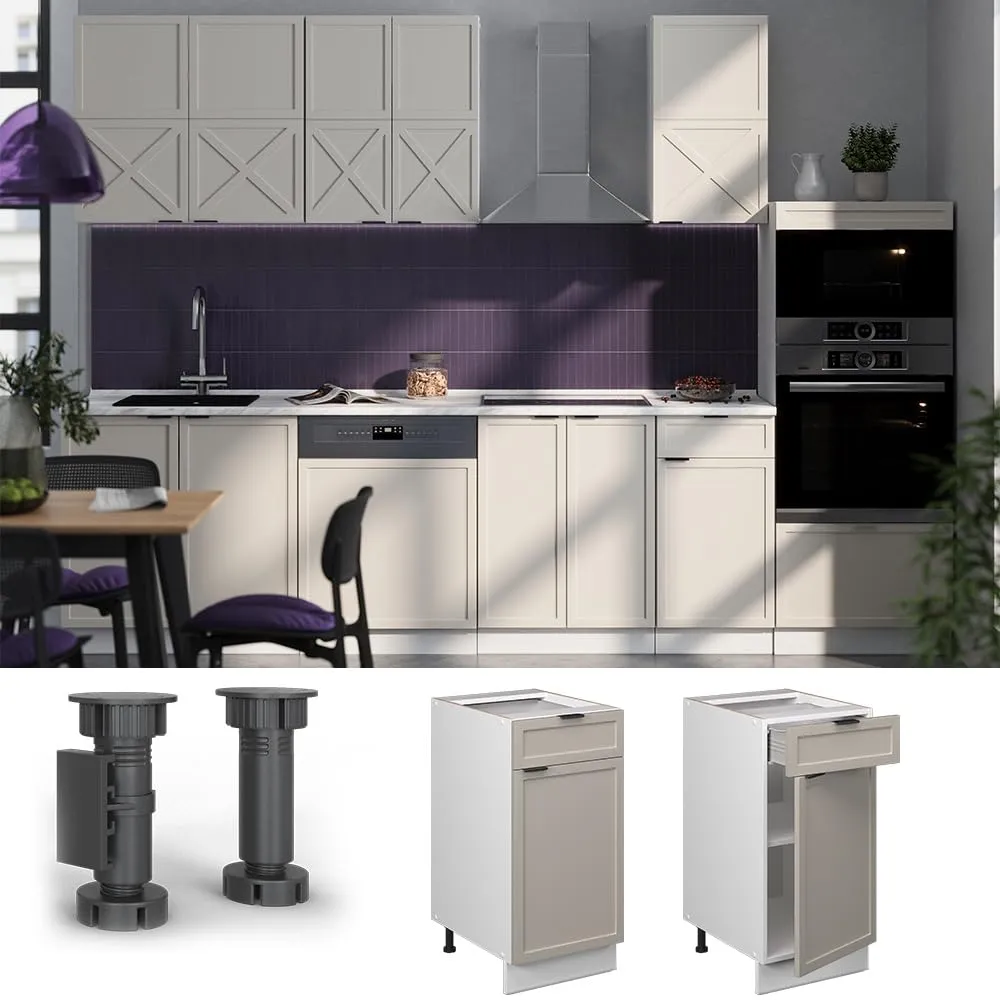 Vicco Mobiletto base per cucina Fame-Line, GrigioBeige, 40 cm - immagine 5