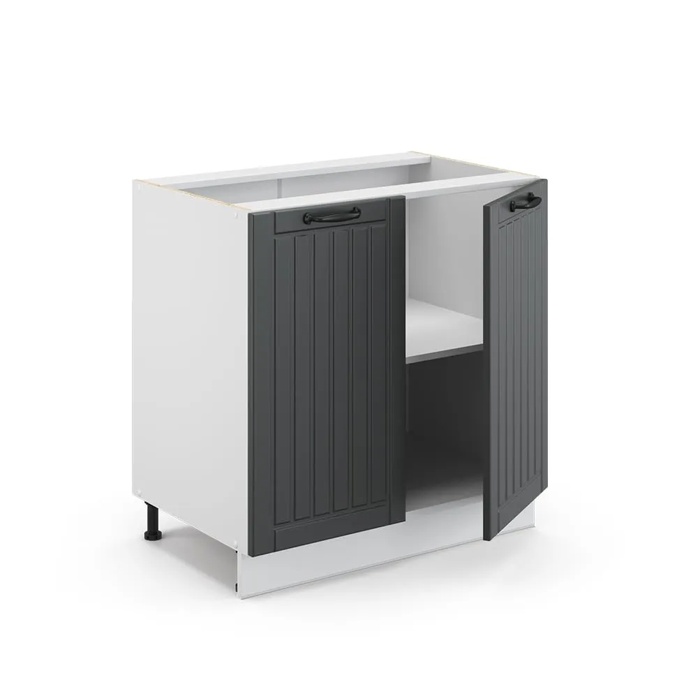 Vicco Mobiletto Base Cucina Fame-Line, Grigio Scuro/Bianco, 80 cm - immagine 6